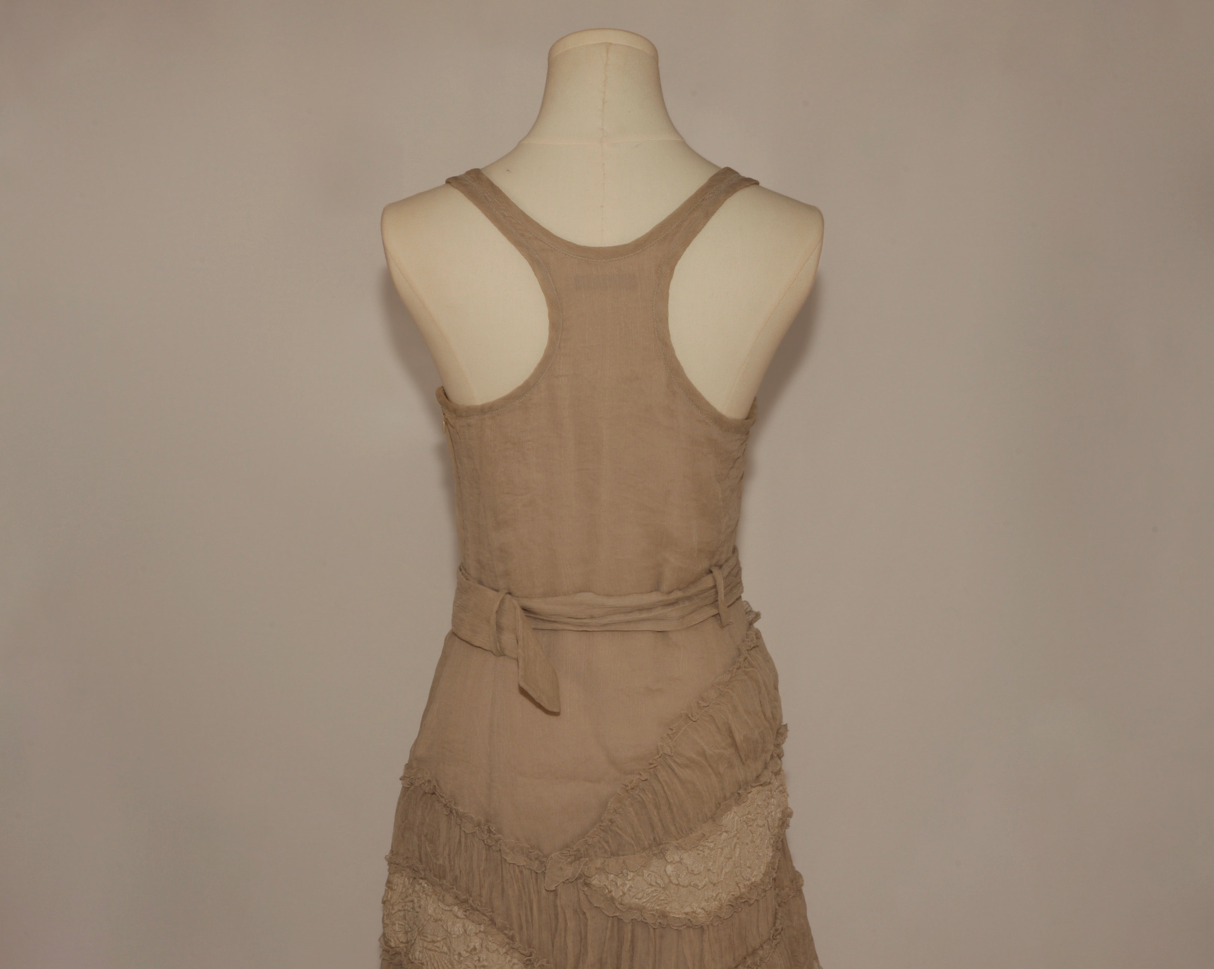 VNTG Burberry Silk Ruffle Tiered Midi Dress -Size XS
