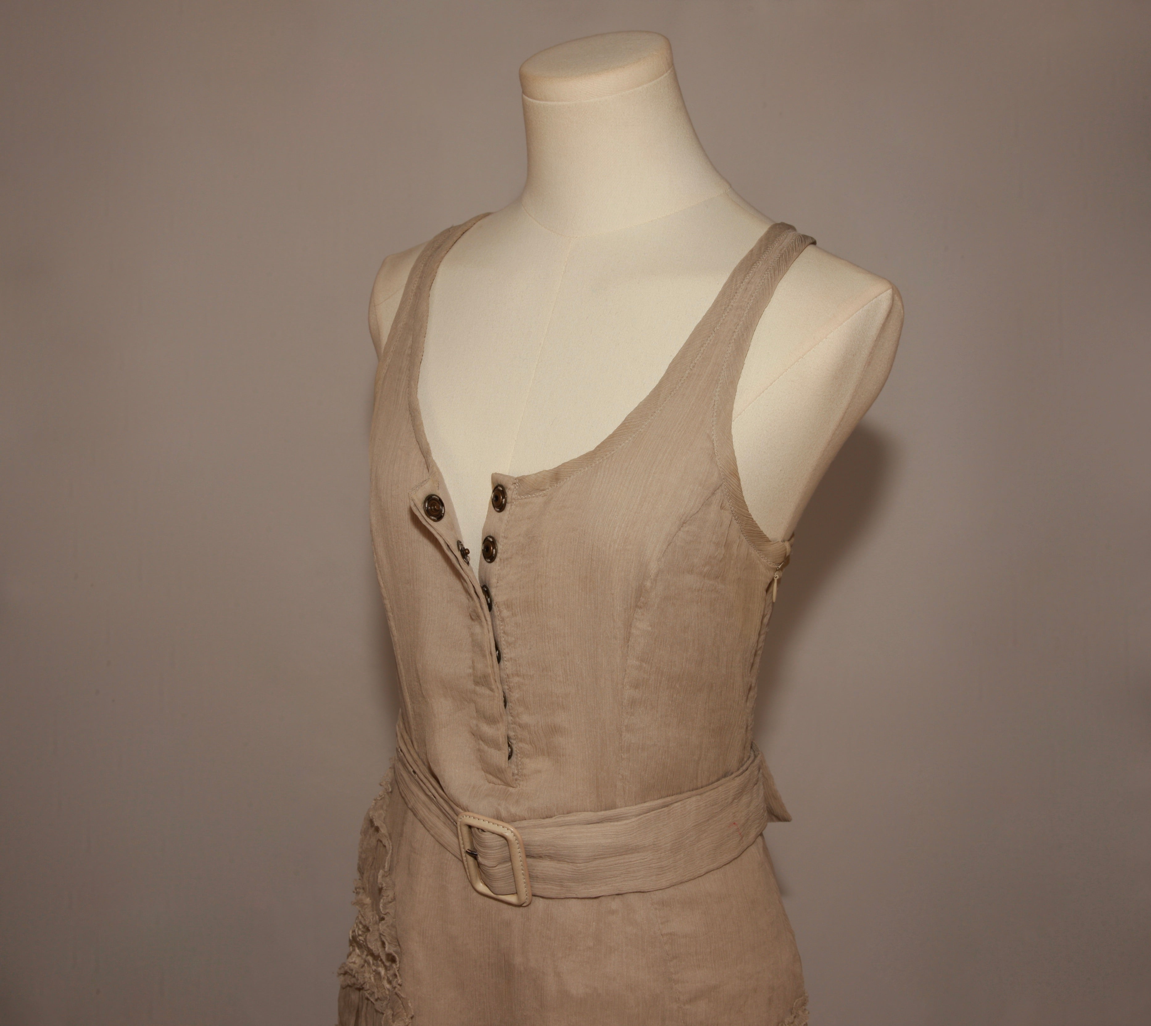 VNTG Burberry Silk Ruffle Tiered Midi Dress -Size XS