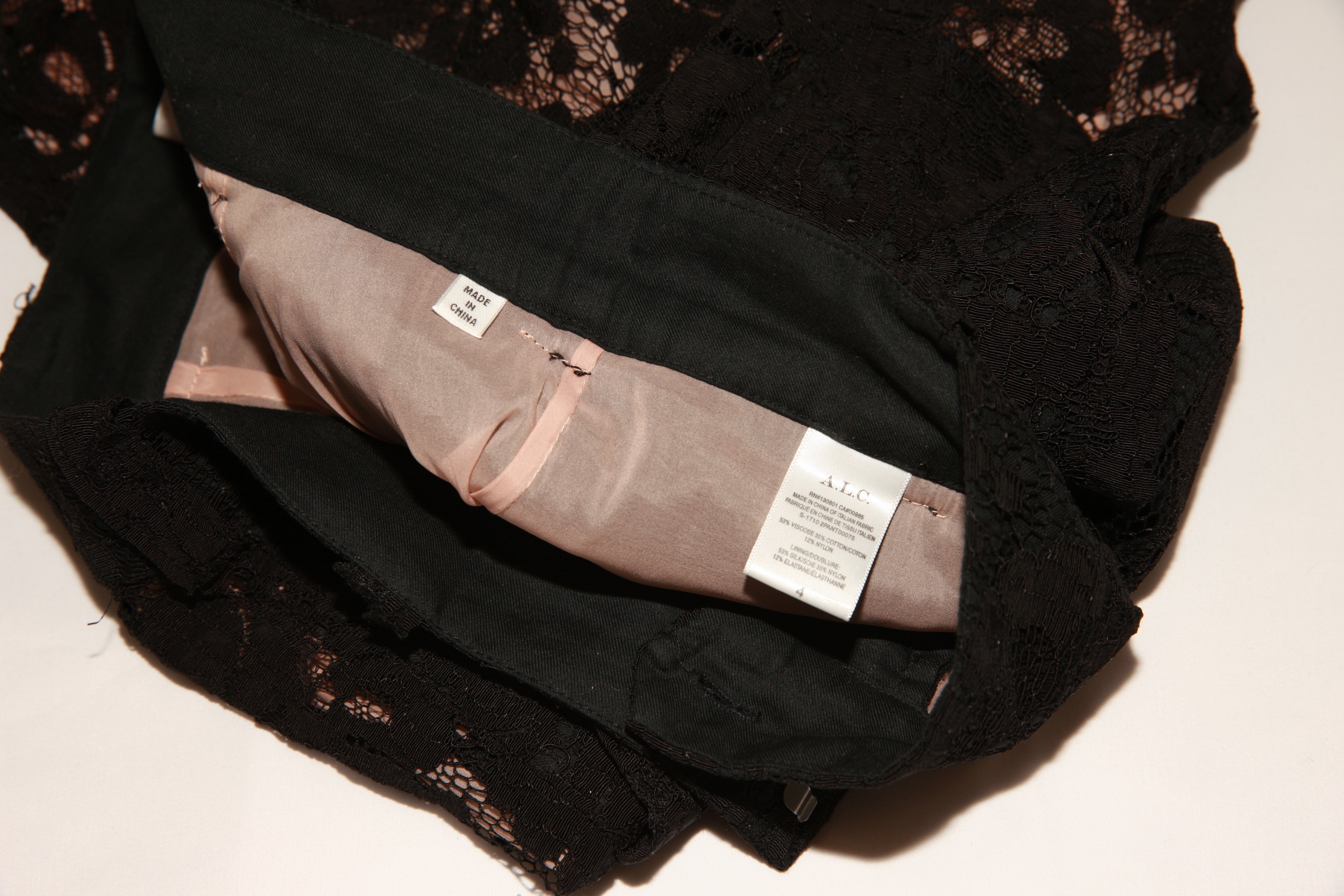 VNTG A.L.C. Black Floral Lace Flare Pants - Size 4