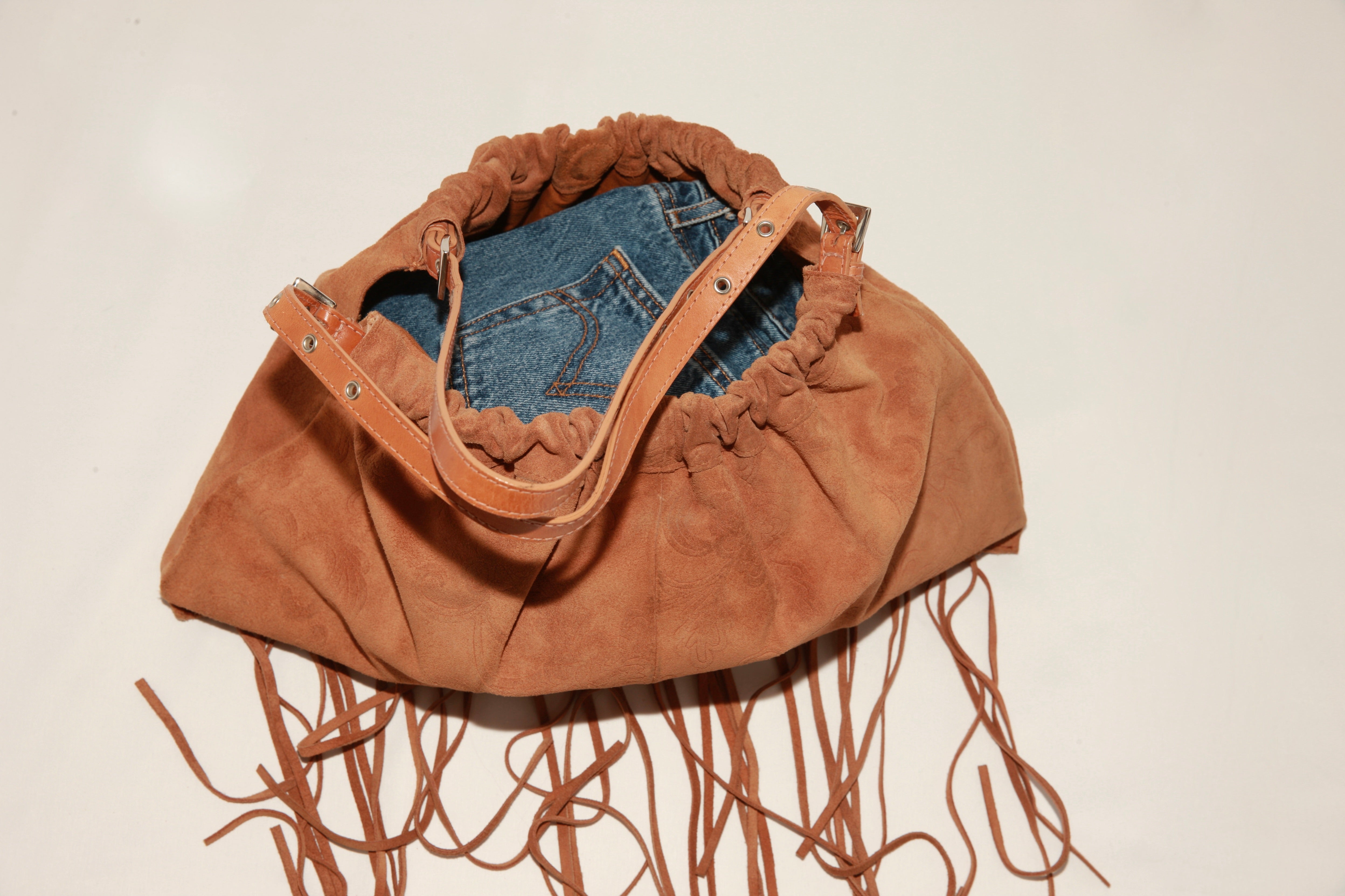 VNTG El Portal Suede Fringe Shoulder Bag