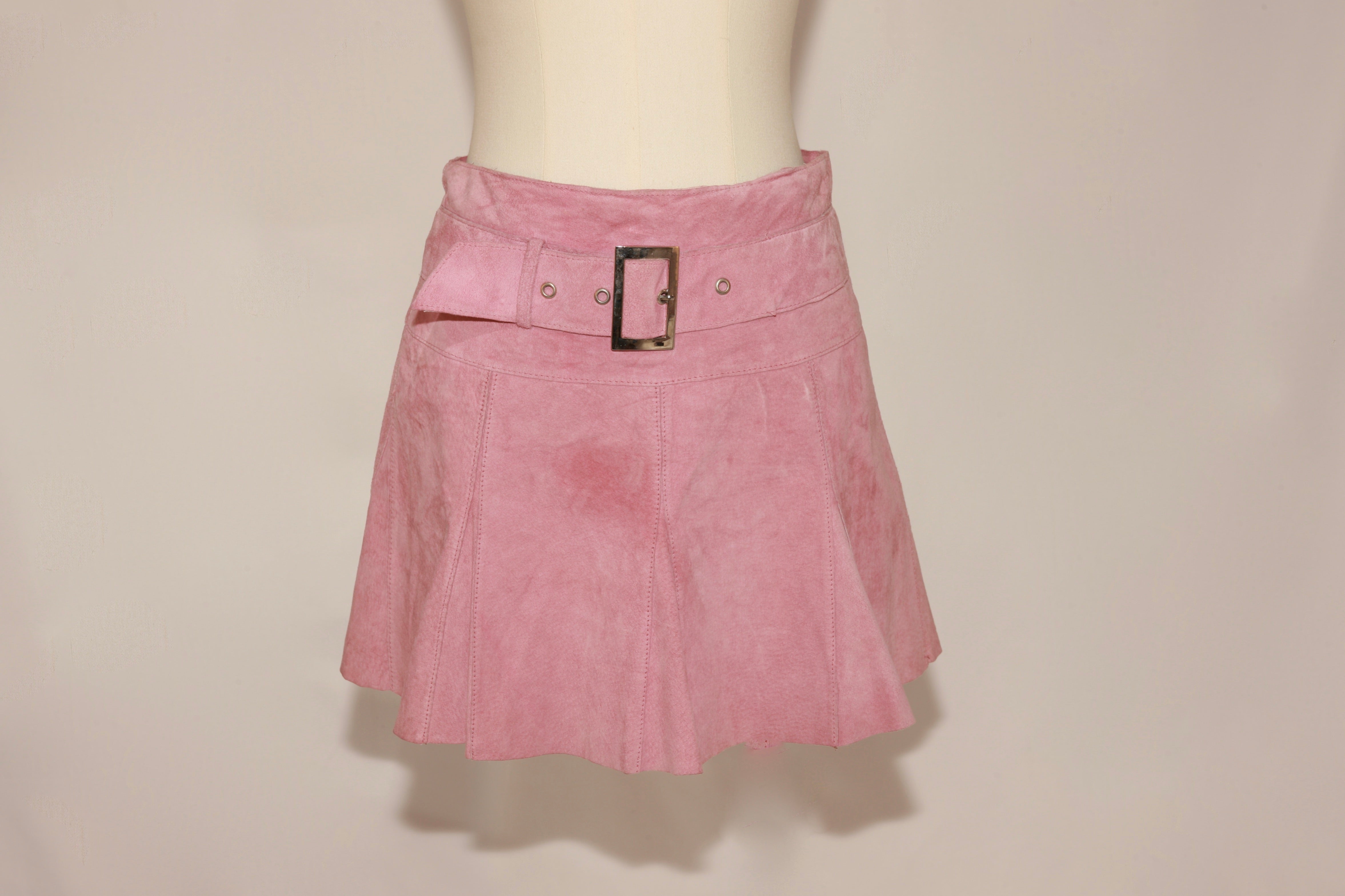 VNTG Bebe Blush Suede Leather Mini Skirt - Size 0