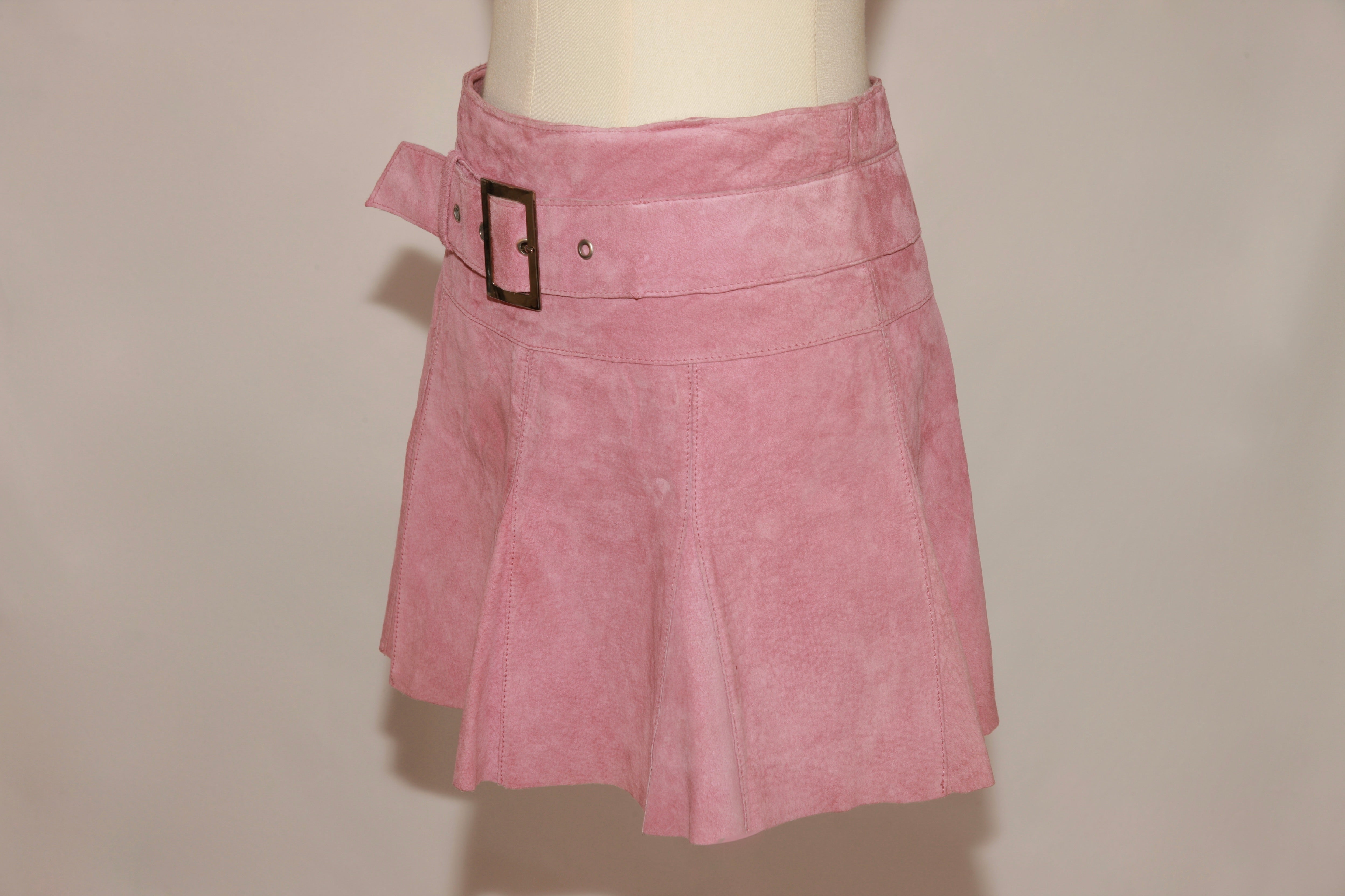 VNTG Bebe Blush Suede Leather Mini Skirt - Size 0
