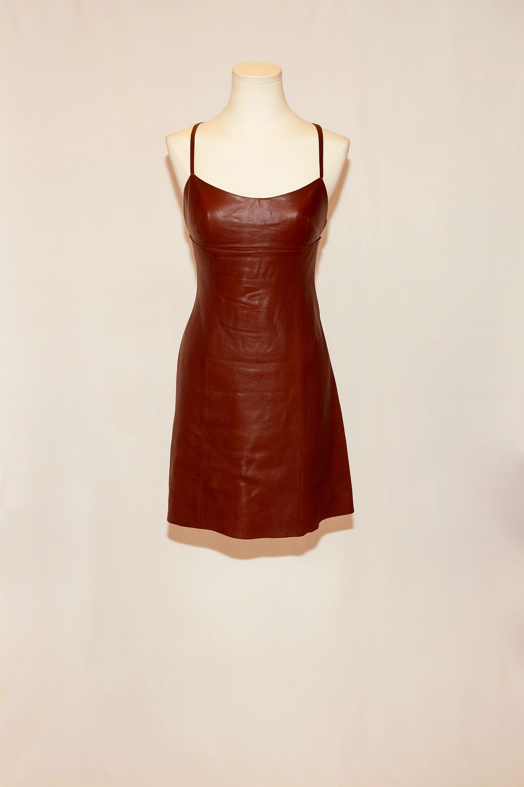 VNTG Burgundy Genuine Leather Alexander Wang dress - Size Extra Small