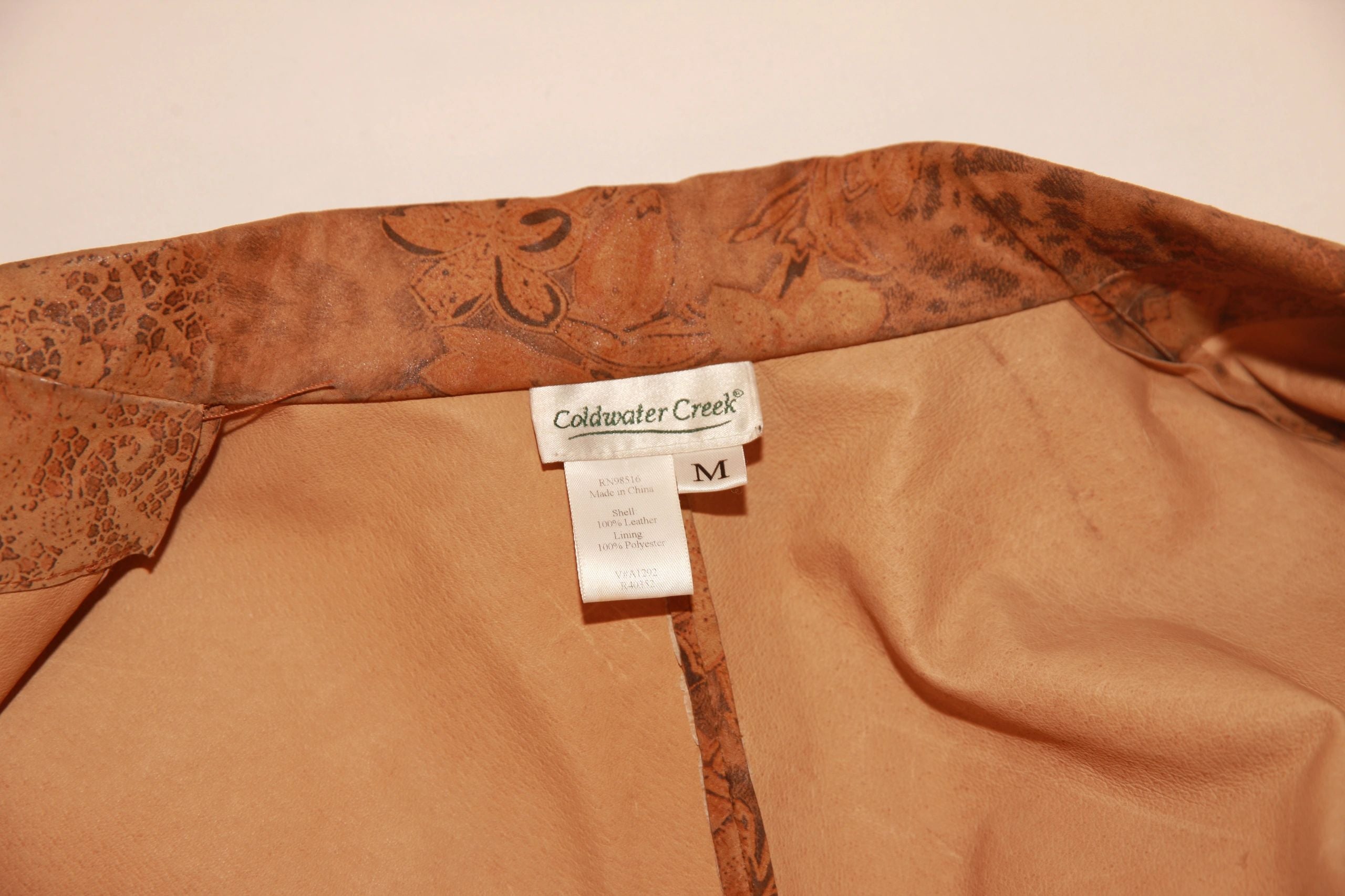 VNTG Genuine Leather Animal & Floral Duster Jacket – Size M
