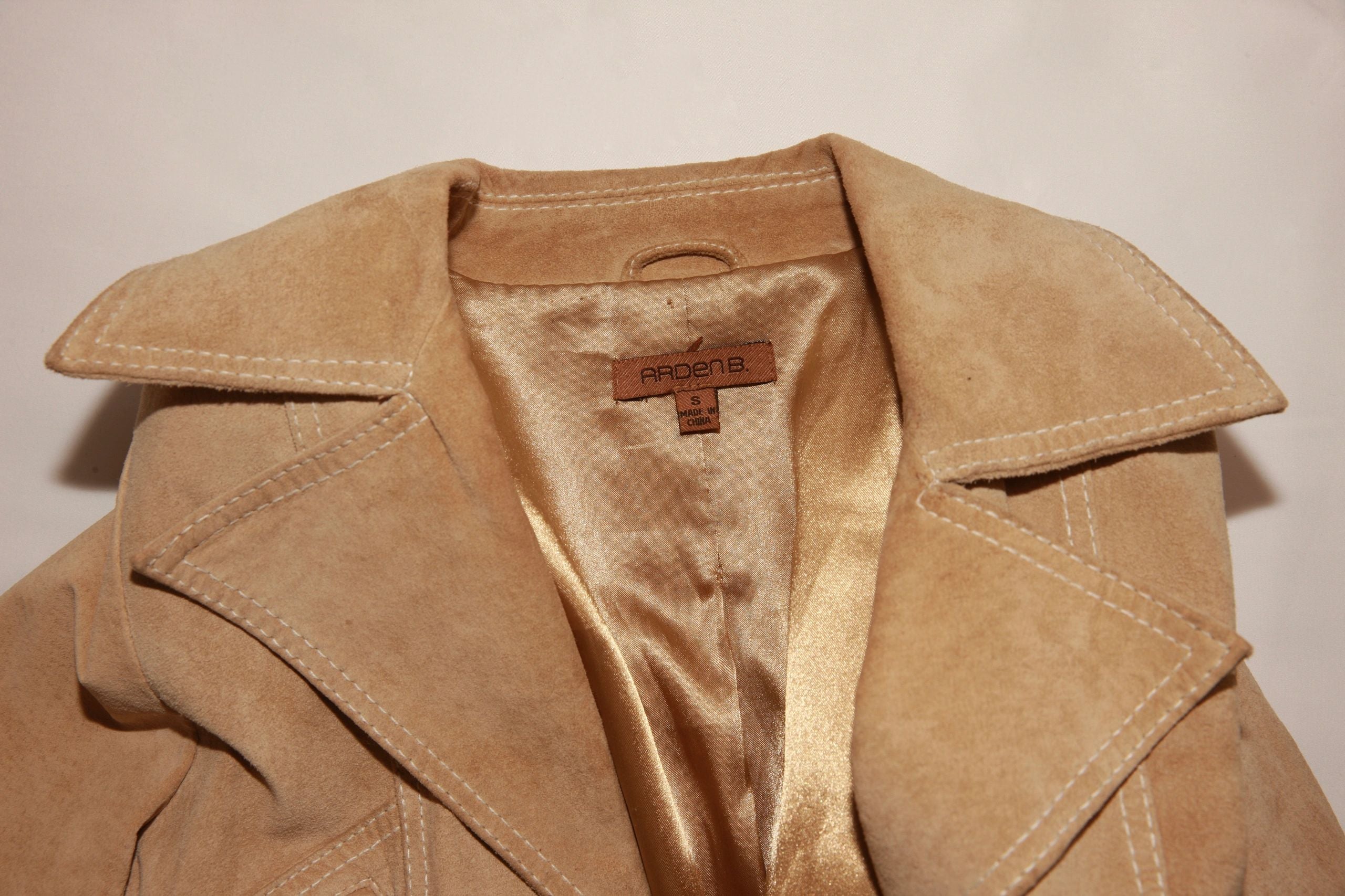 VNTG Suede Leather Arden B. Trench Coat - Size Small