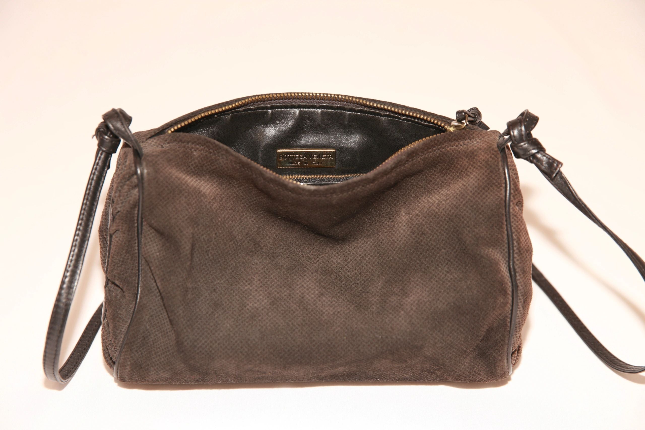 VNTG Bottega Veneta Suede Leather Crossbody Bag