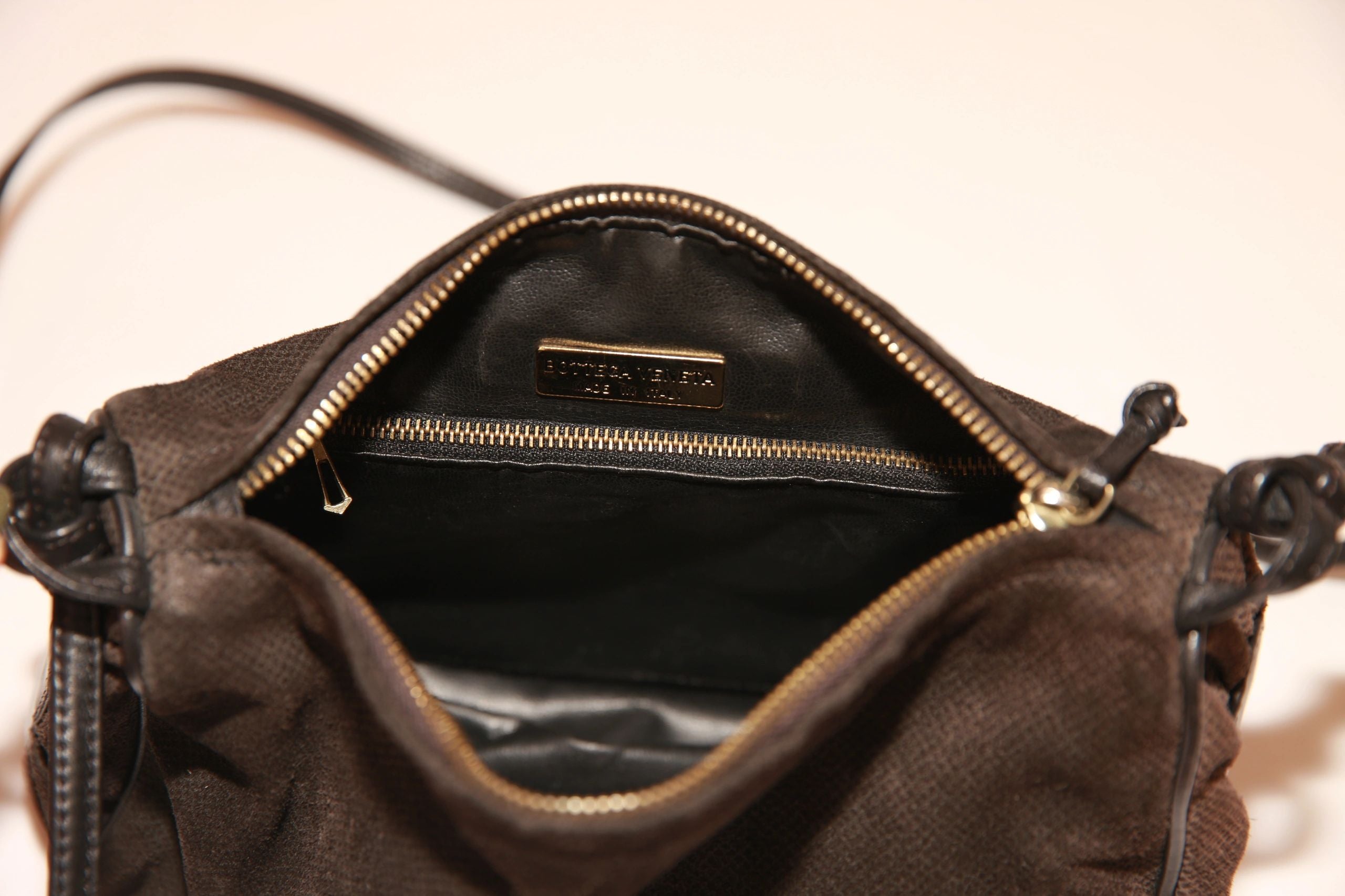 VNTG Bottega Veneta Suede Leather Crossbody Bag