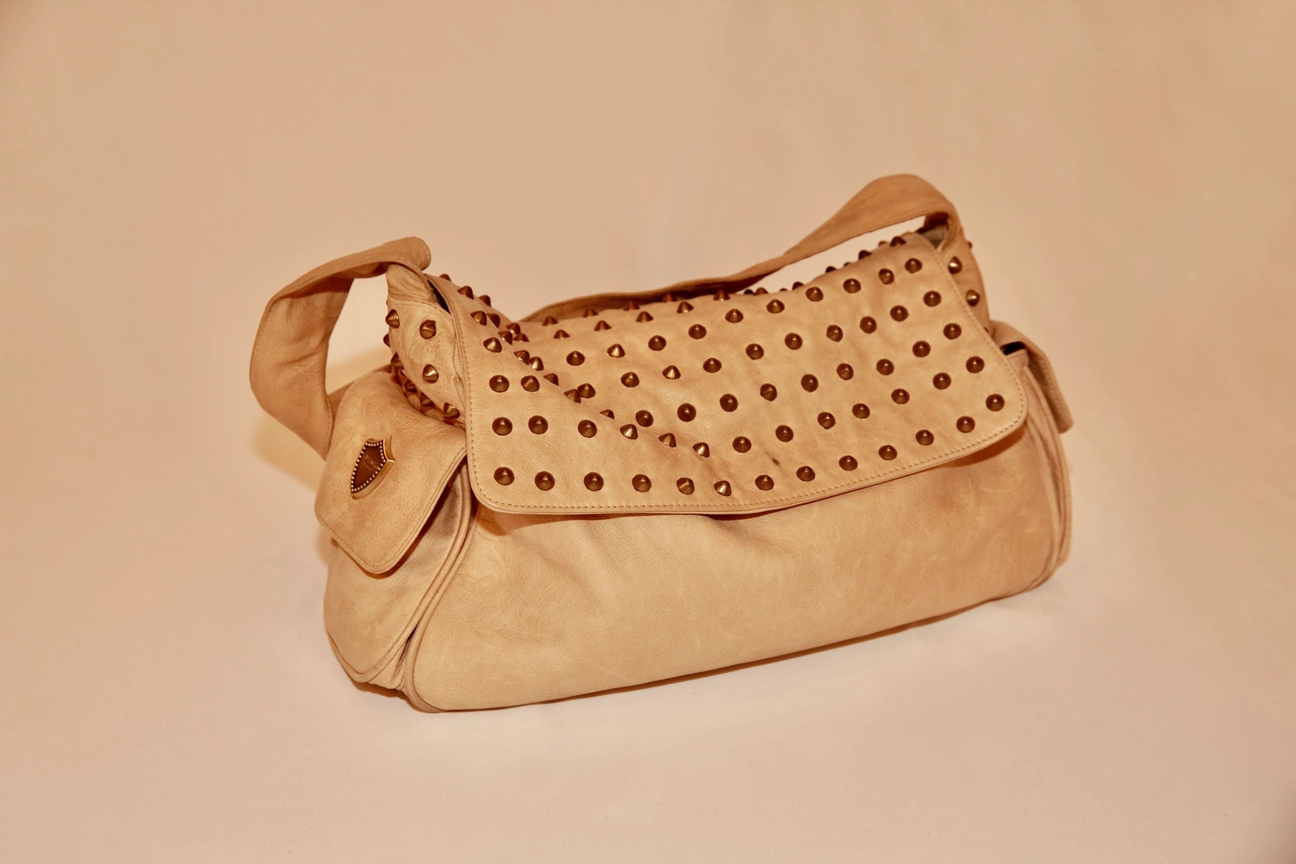 VNTG Cassandra Los Angeles Studded Leather Shoulder Bag