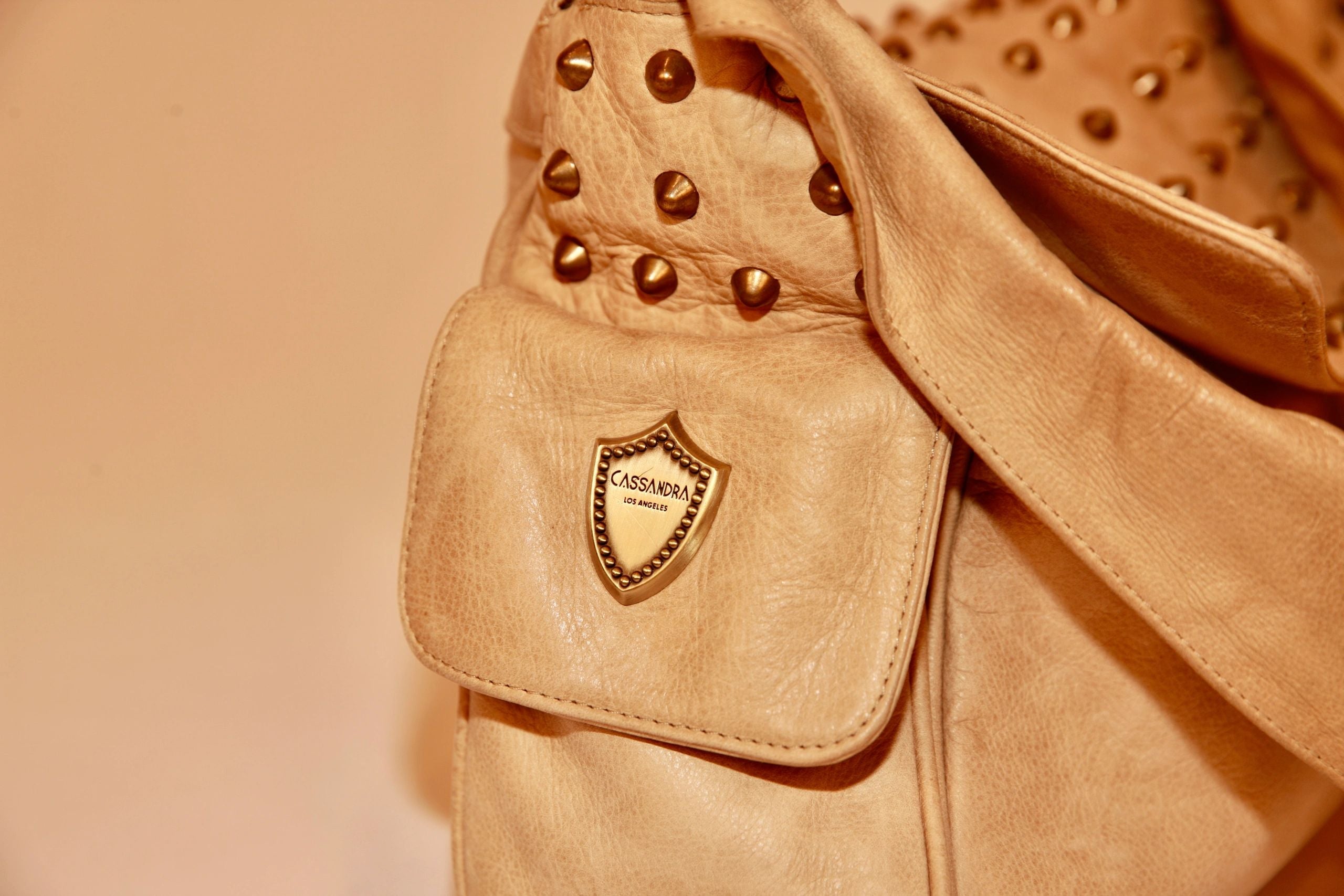 VNTG Cassandra Los Angeles Studded Leather Shoulder Bag
