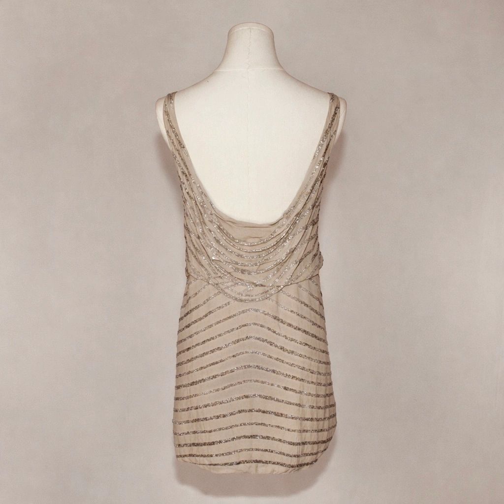 VNTG Alice + Olivia Beaded Draped Cocktail Dress- Size Small