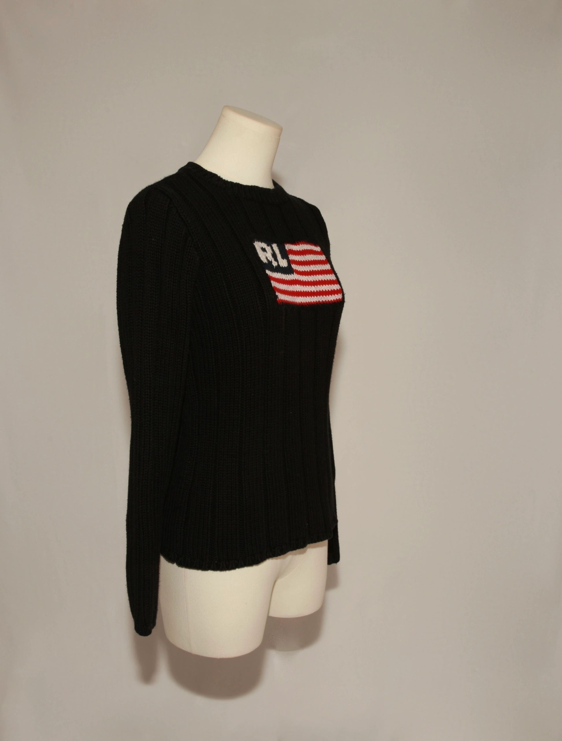 VNTG Polo Ralph Lauren RL Flag Knit Pullover - Size Small