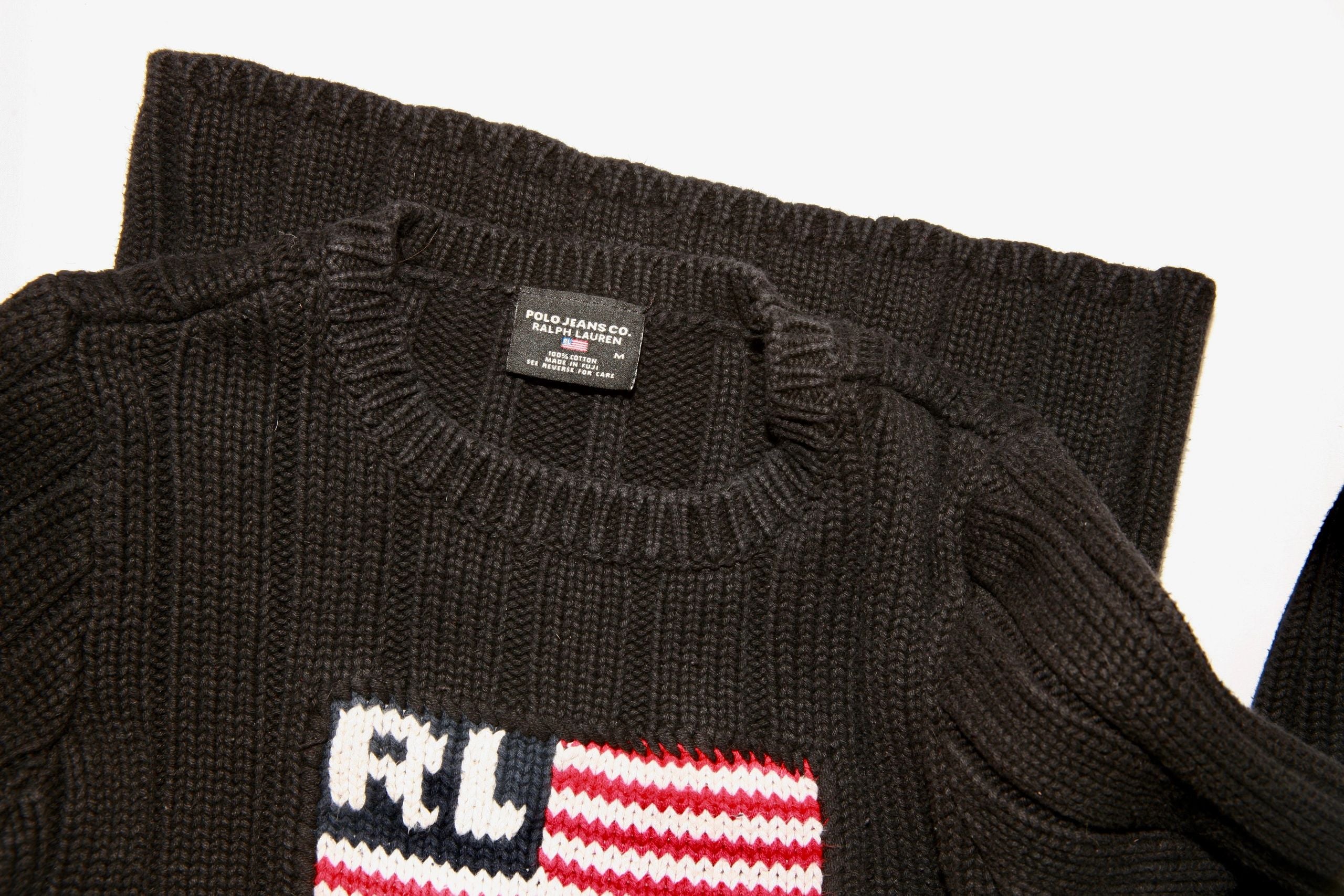 VNTG Polo Ralph Lauren RL Flag Knit Pullover - Size Small
