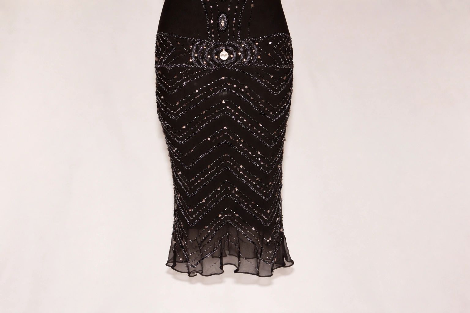 VNTG Drop Waist Privilege Silk Beaded Gown - Size Small