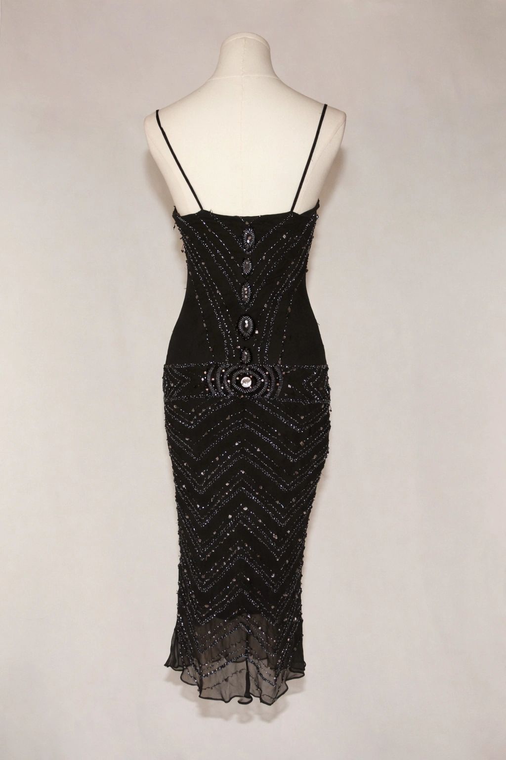VNTG Drop Waist Privilege Silk Beaded Gown - Size Small