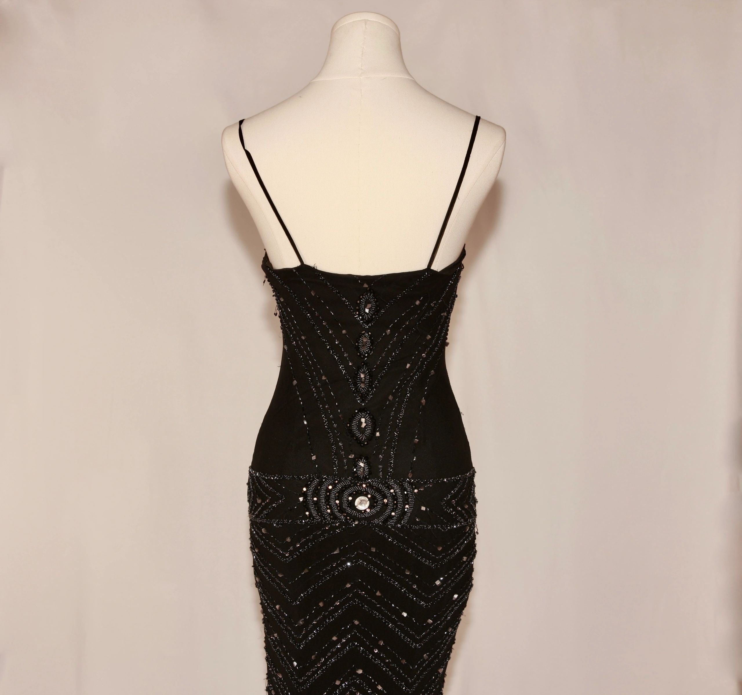 VNTG Drop Waist Privilege Silk Beaded Gown - Size Small