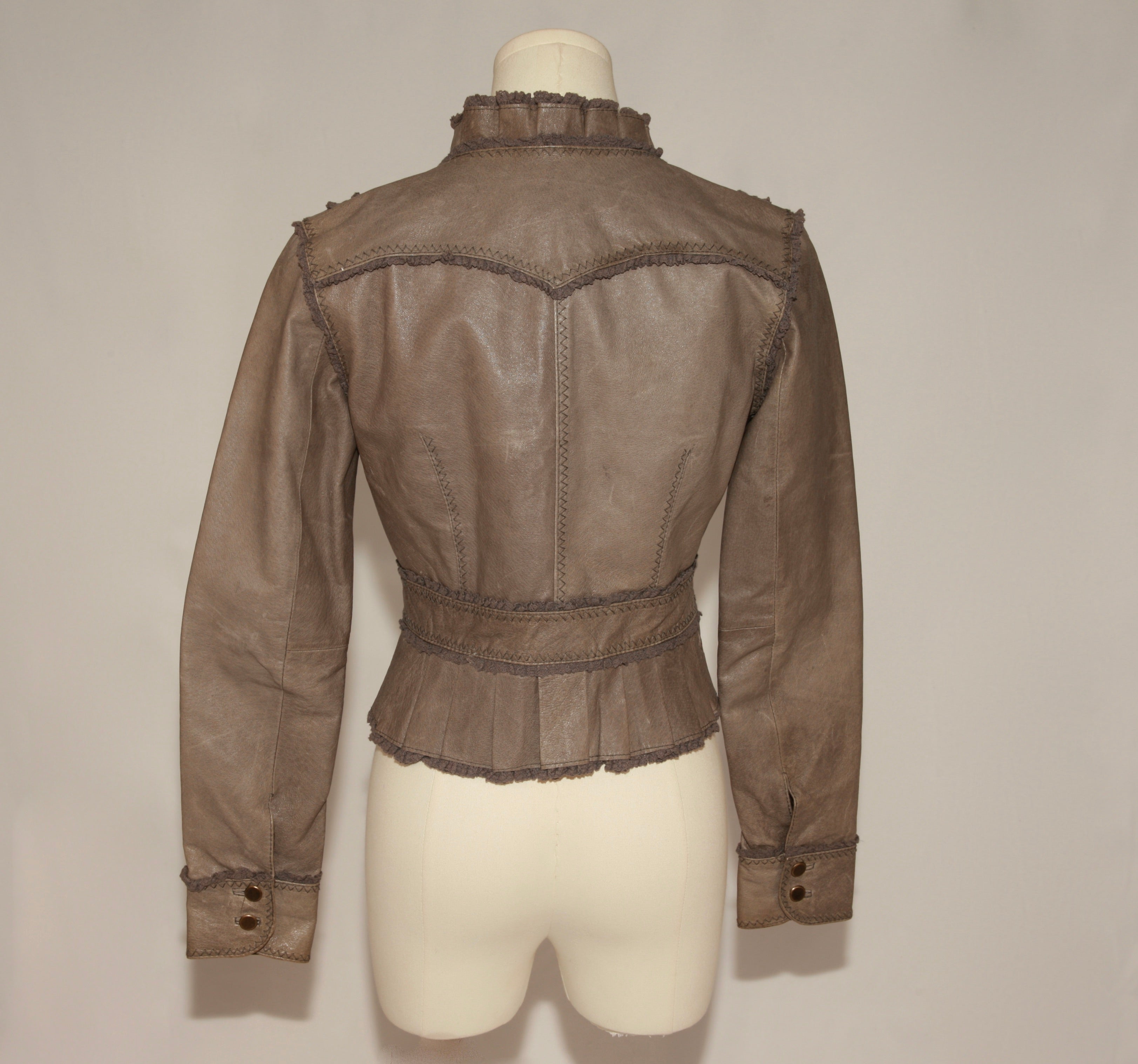 VNTG Moda International Ruffle Leather Jacket - Size XS