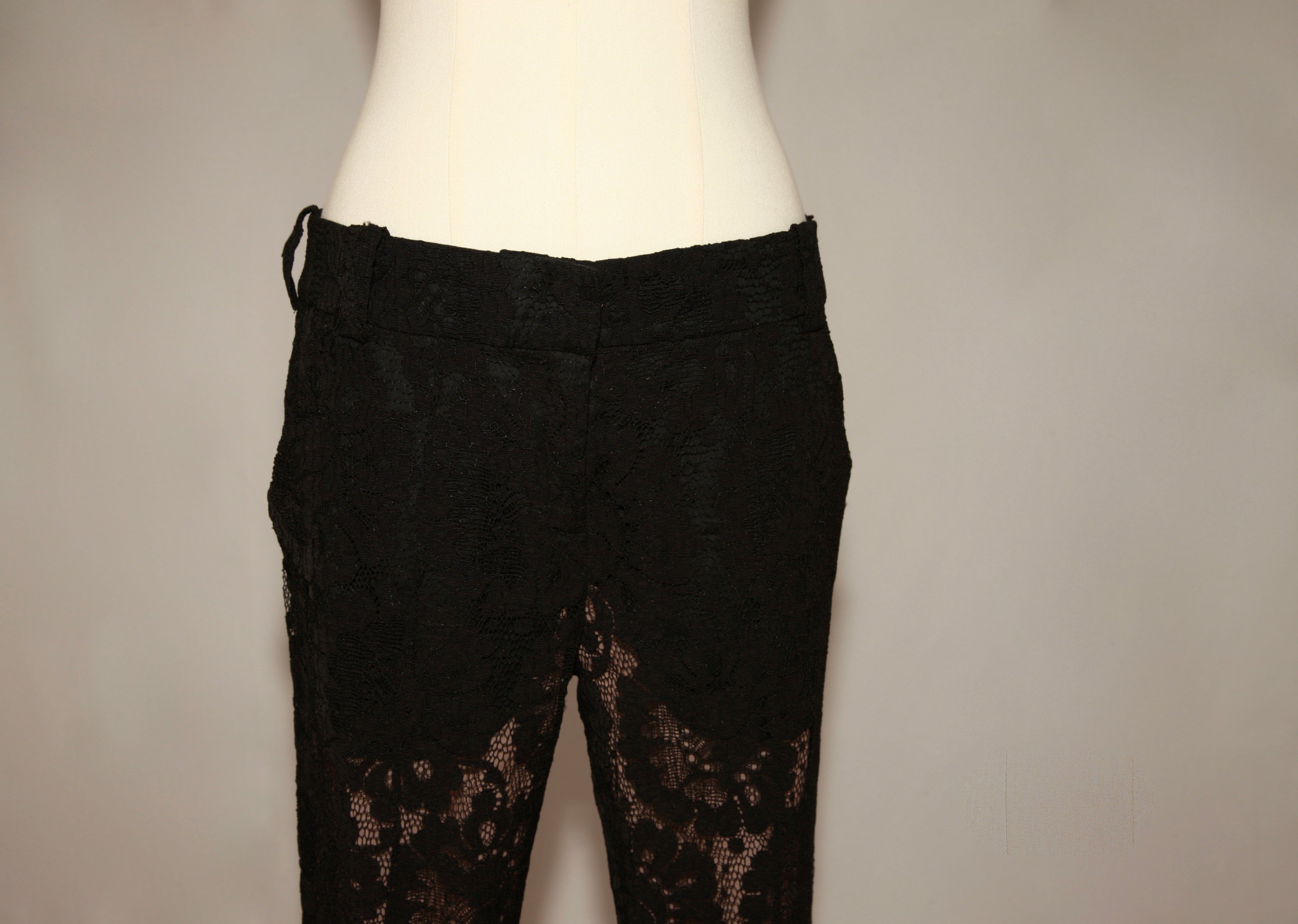 VNTG A.L.C. Black Floral Lace Flare Pants - Size 4