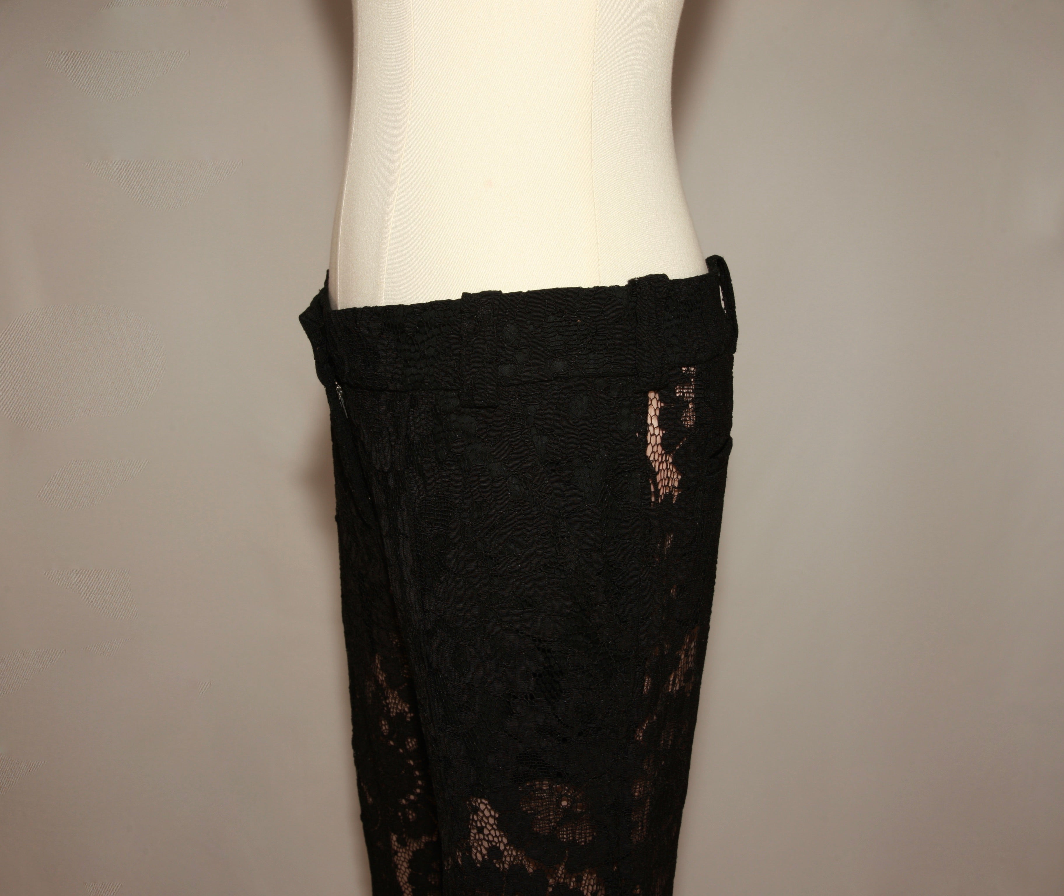 VNTG A.L.C. Black Floral Lace Flare Pants - Size 4
