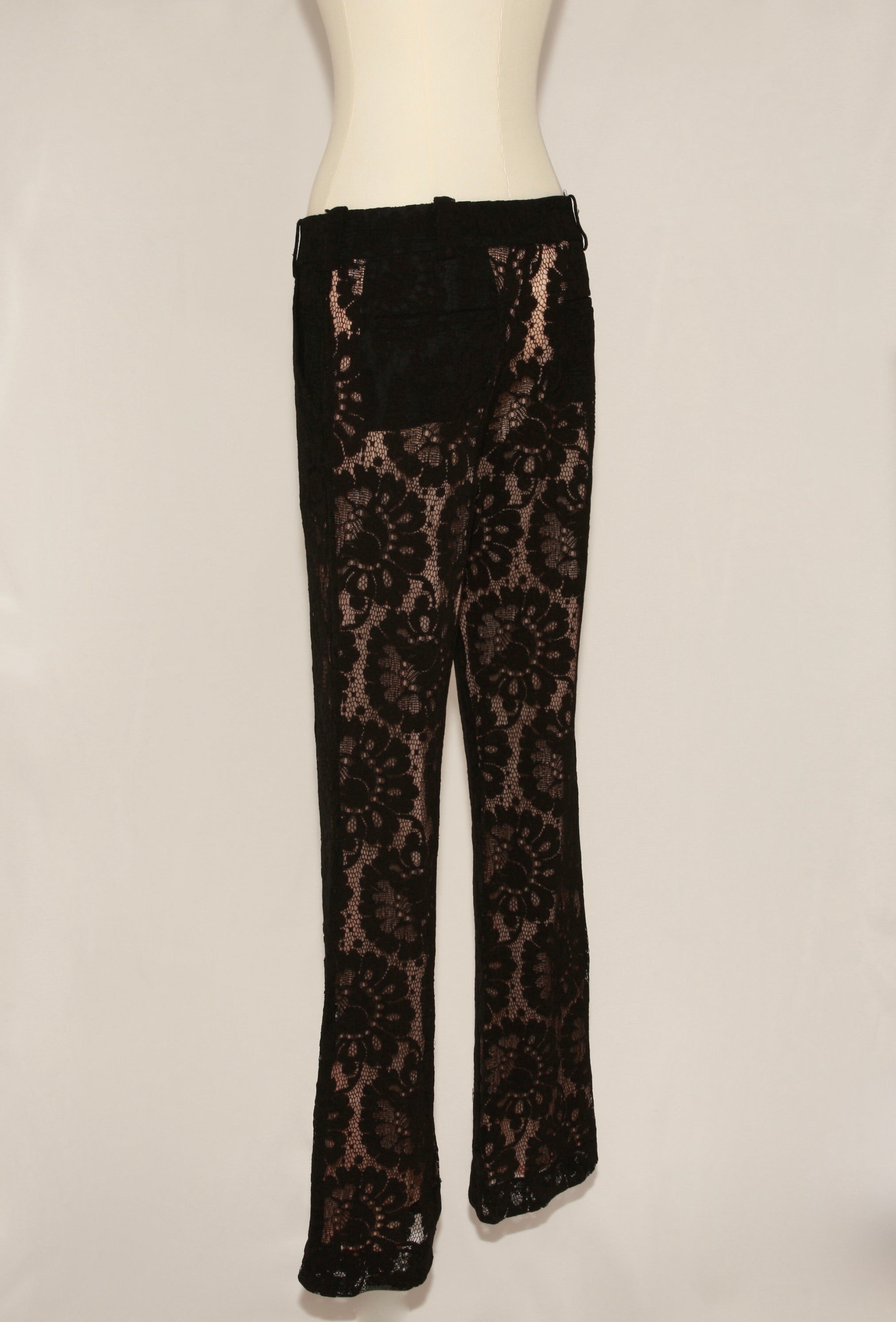 VNTG A.L.C. Black Floral Lace Flare Pants - Size 4