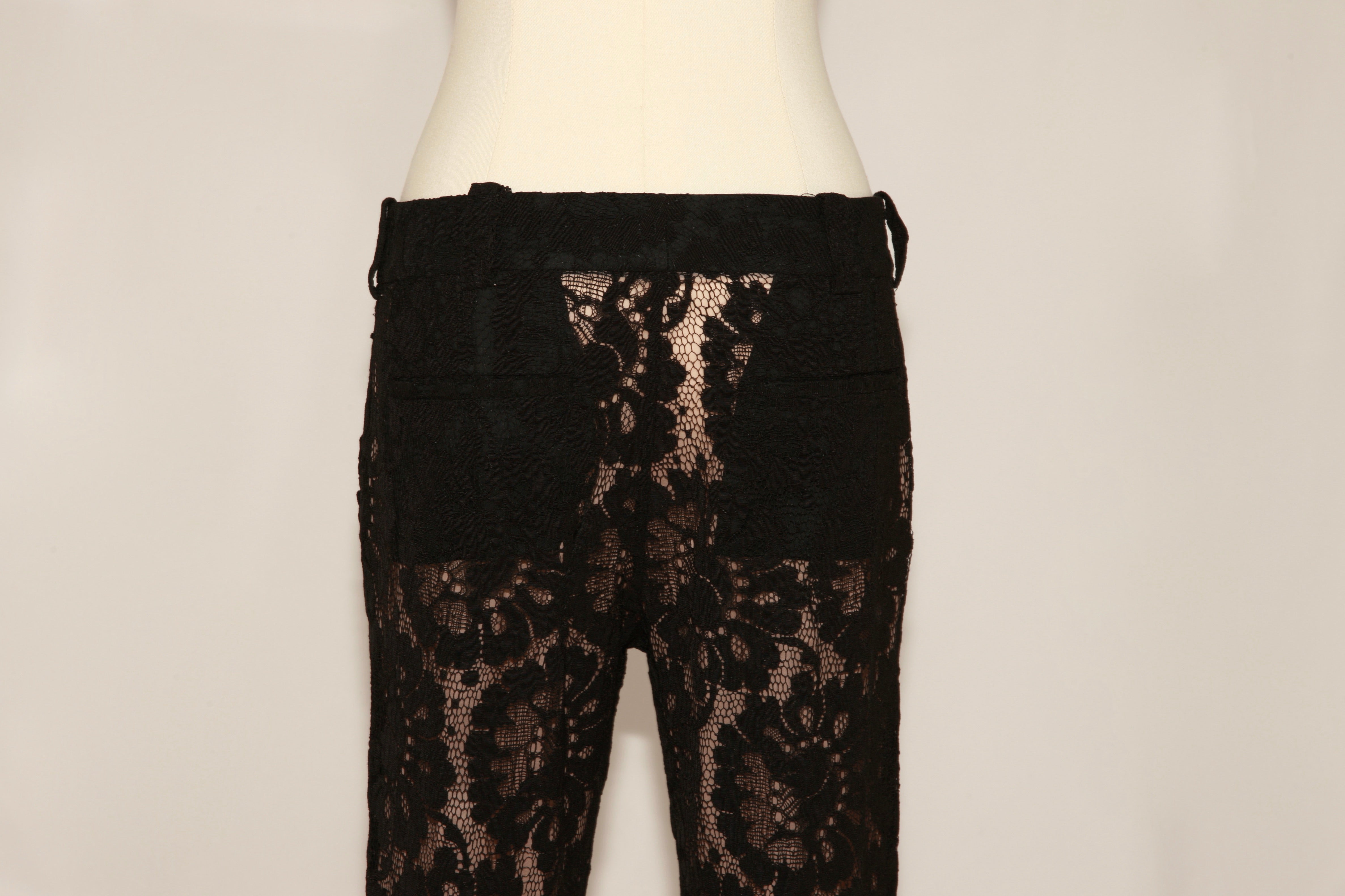 VNTG A.L.C. Black Floral Lace Flare Pants - Size 4