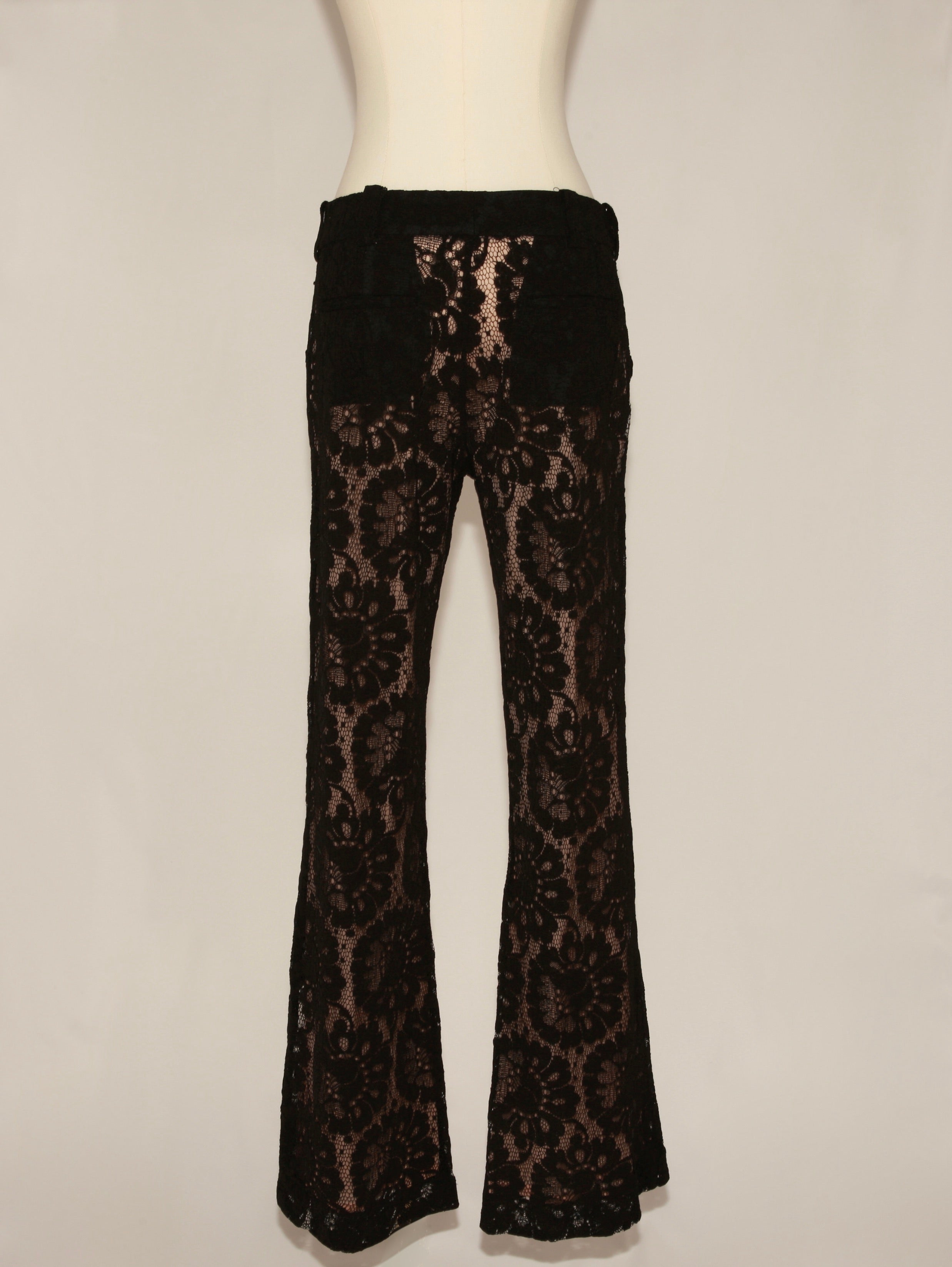 VNTG A.L.C. Black Floral Lace Flare Pants - Size 4