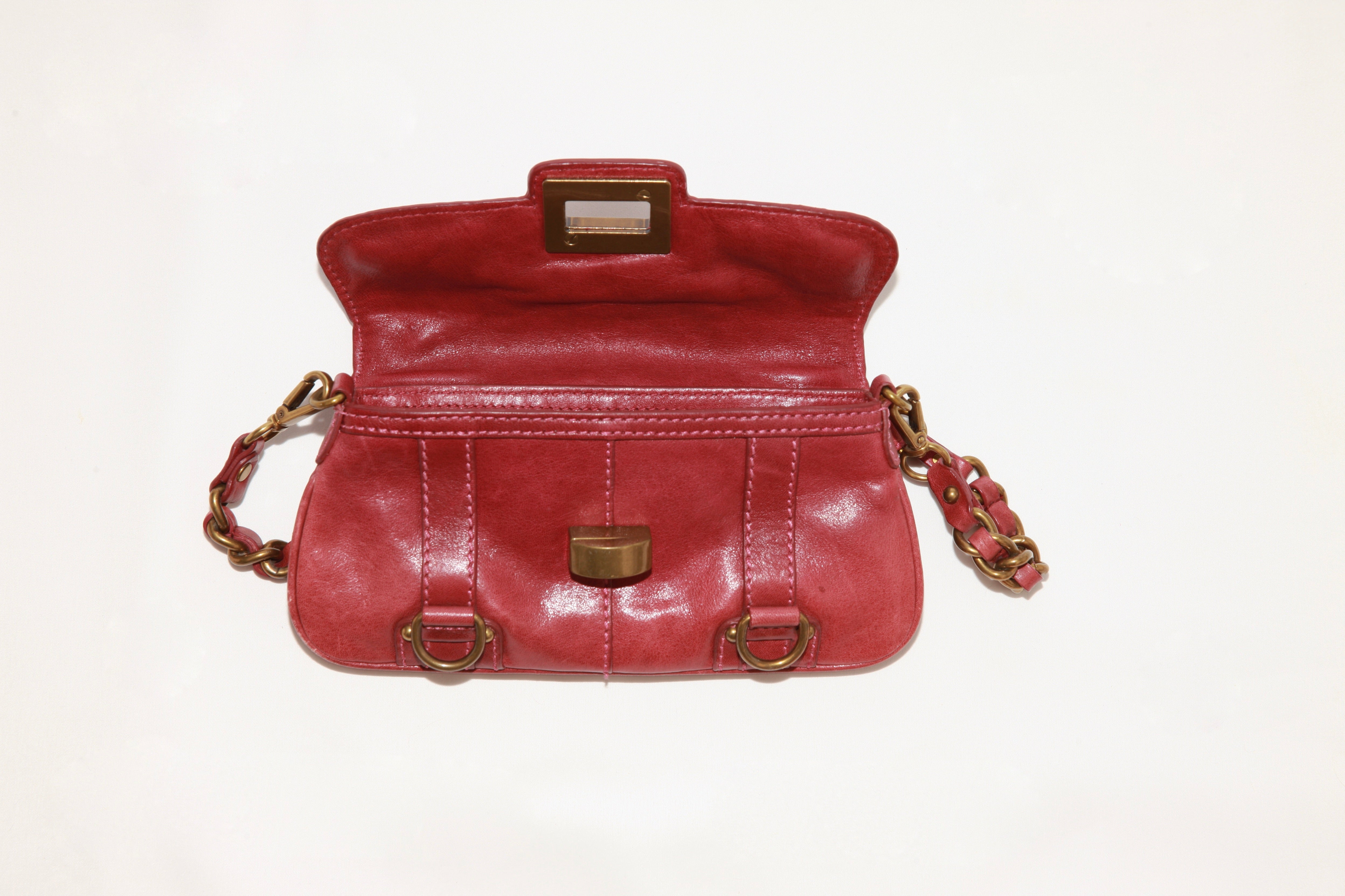 VNTG Lockheart Red Leather Shoulder Bag