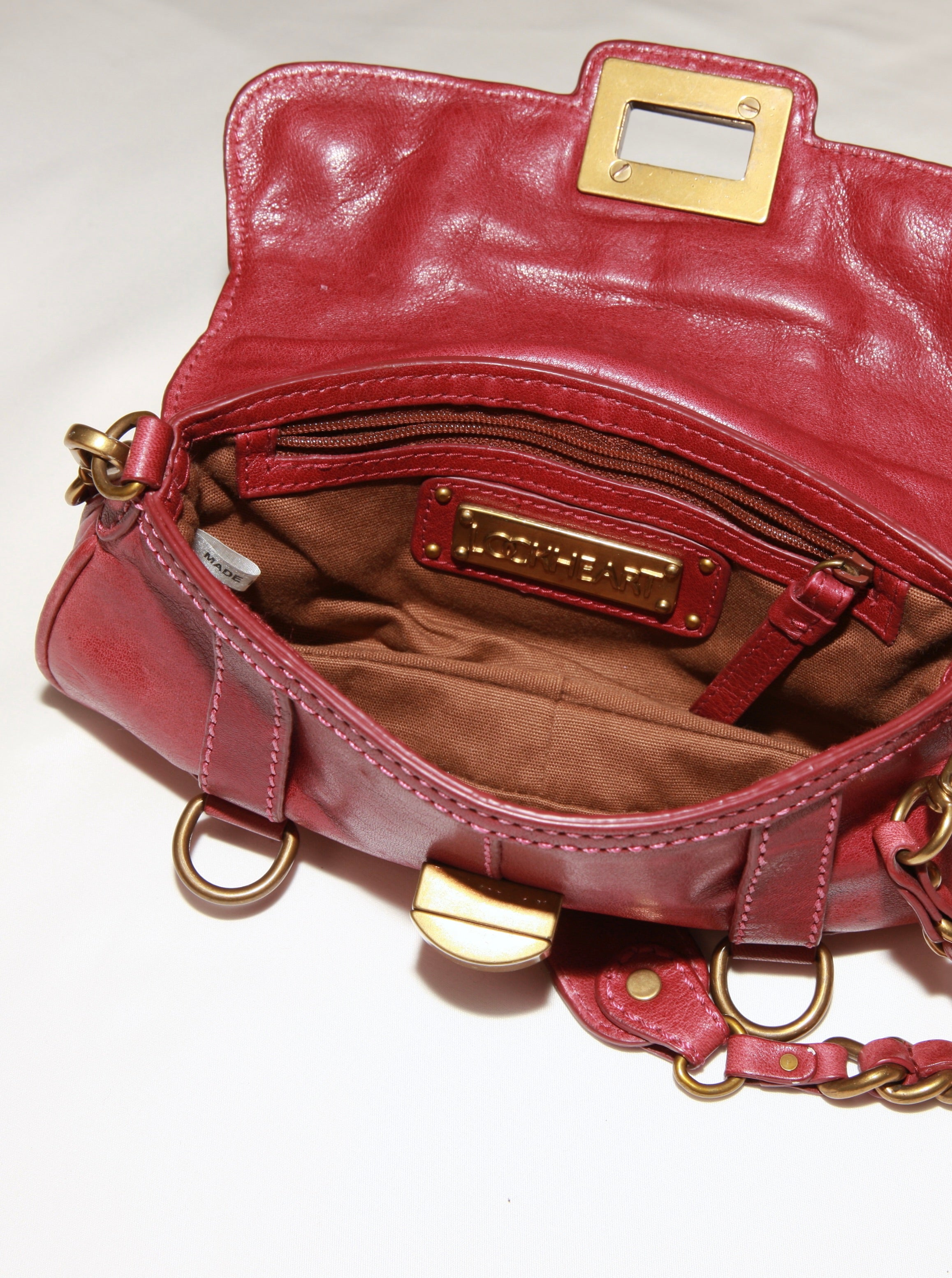 VNTG Lockheart Red Leather Shoulder Bag