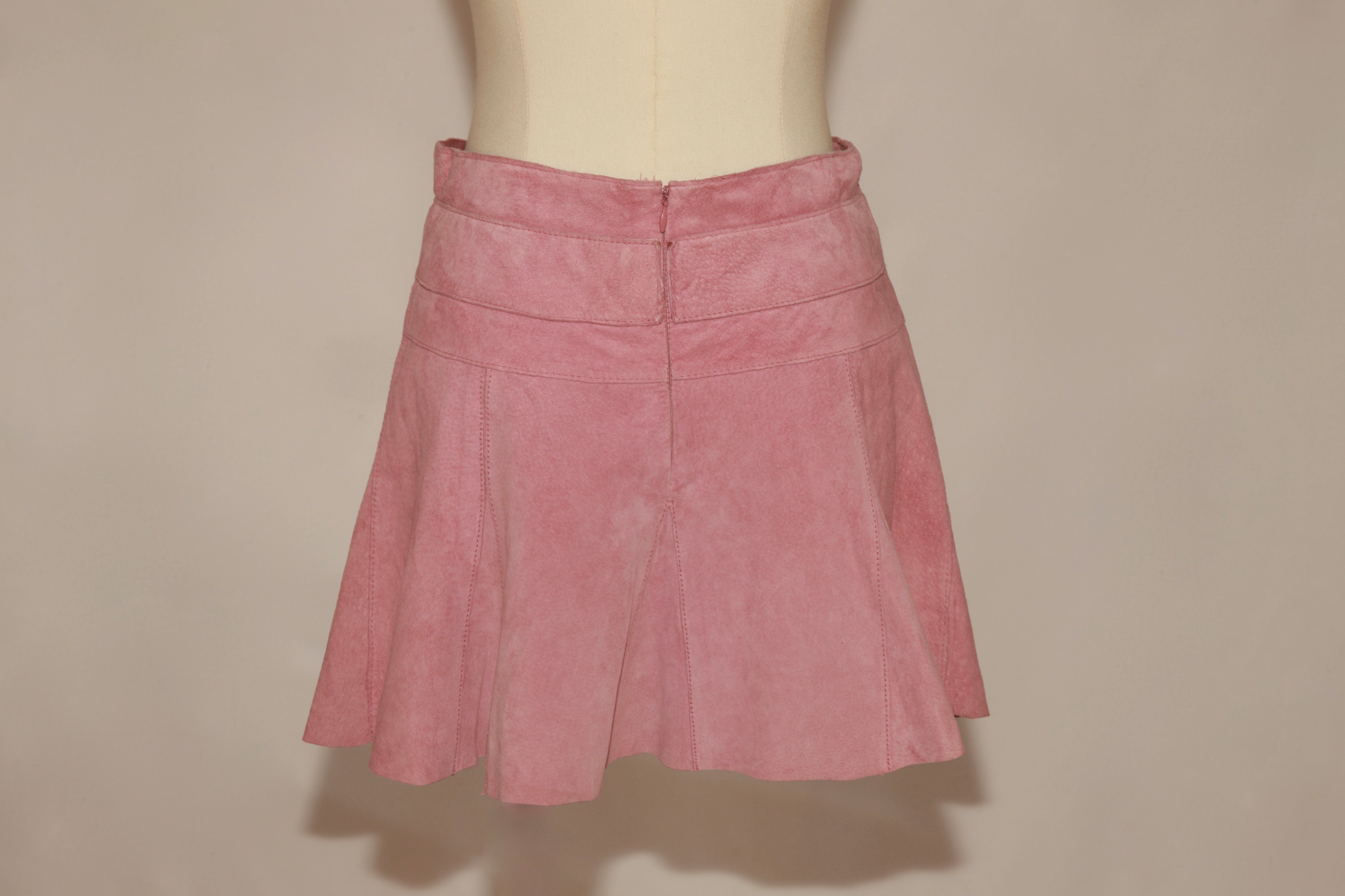 VNTG Bebe Blush Suede Leather Mini Skirt - Size 0
