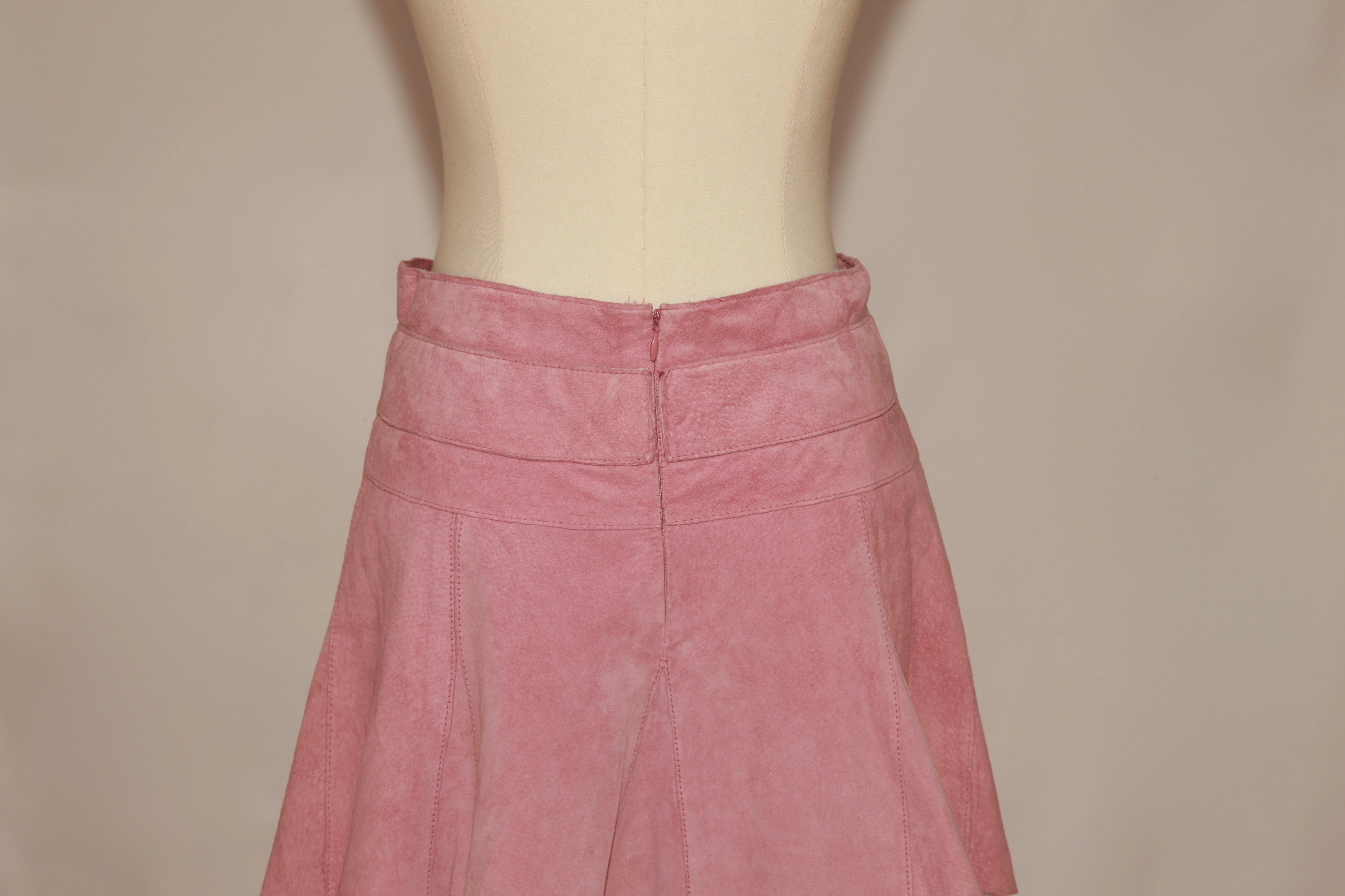 VNTG Bebe Blush Suede Leather Mini Skirt - Size 0