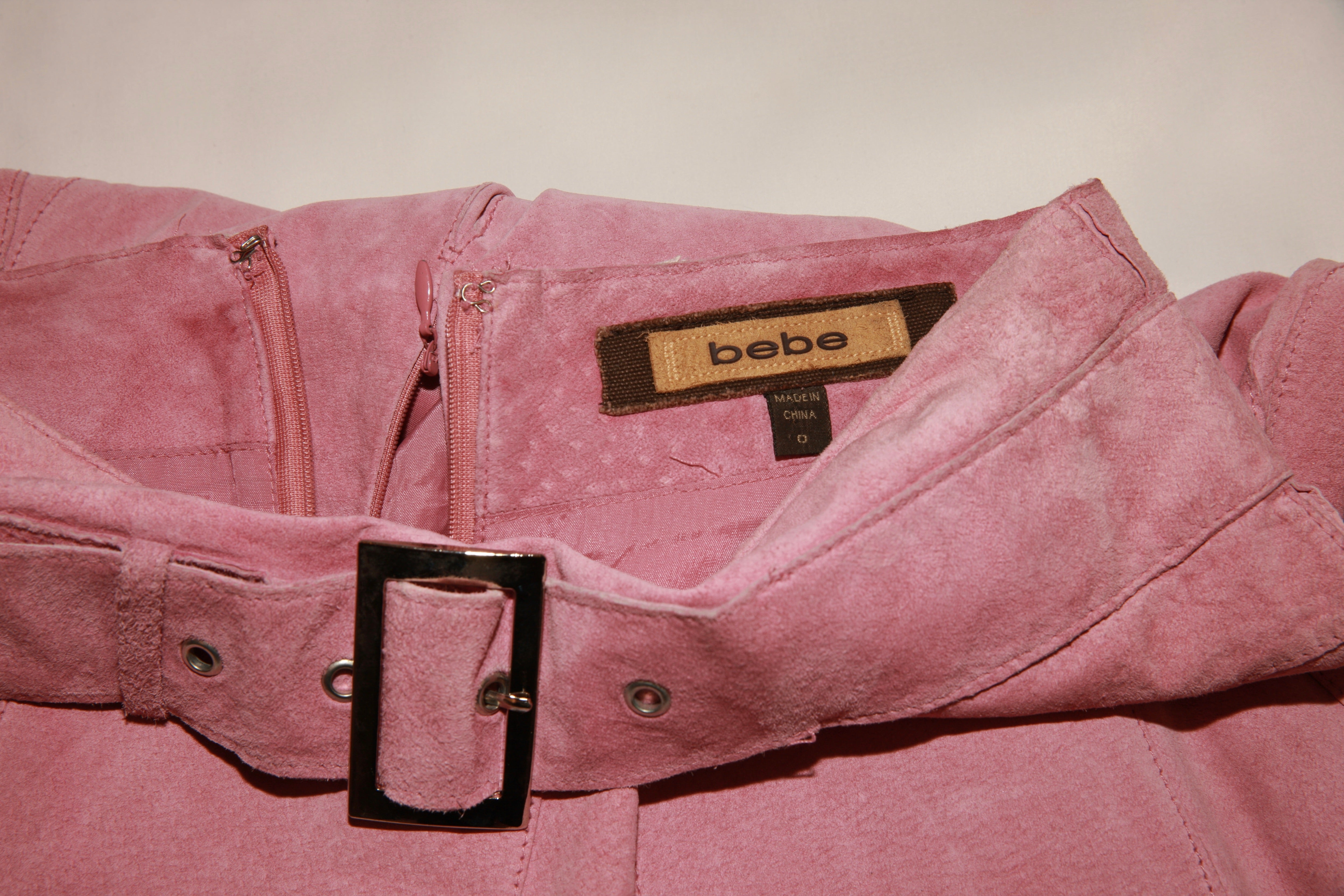 VNTG Bebe Blush Suede Leather Mini Skirt - Size 0
