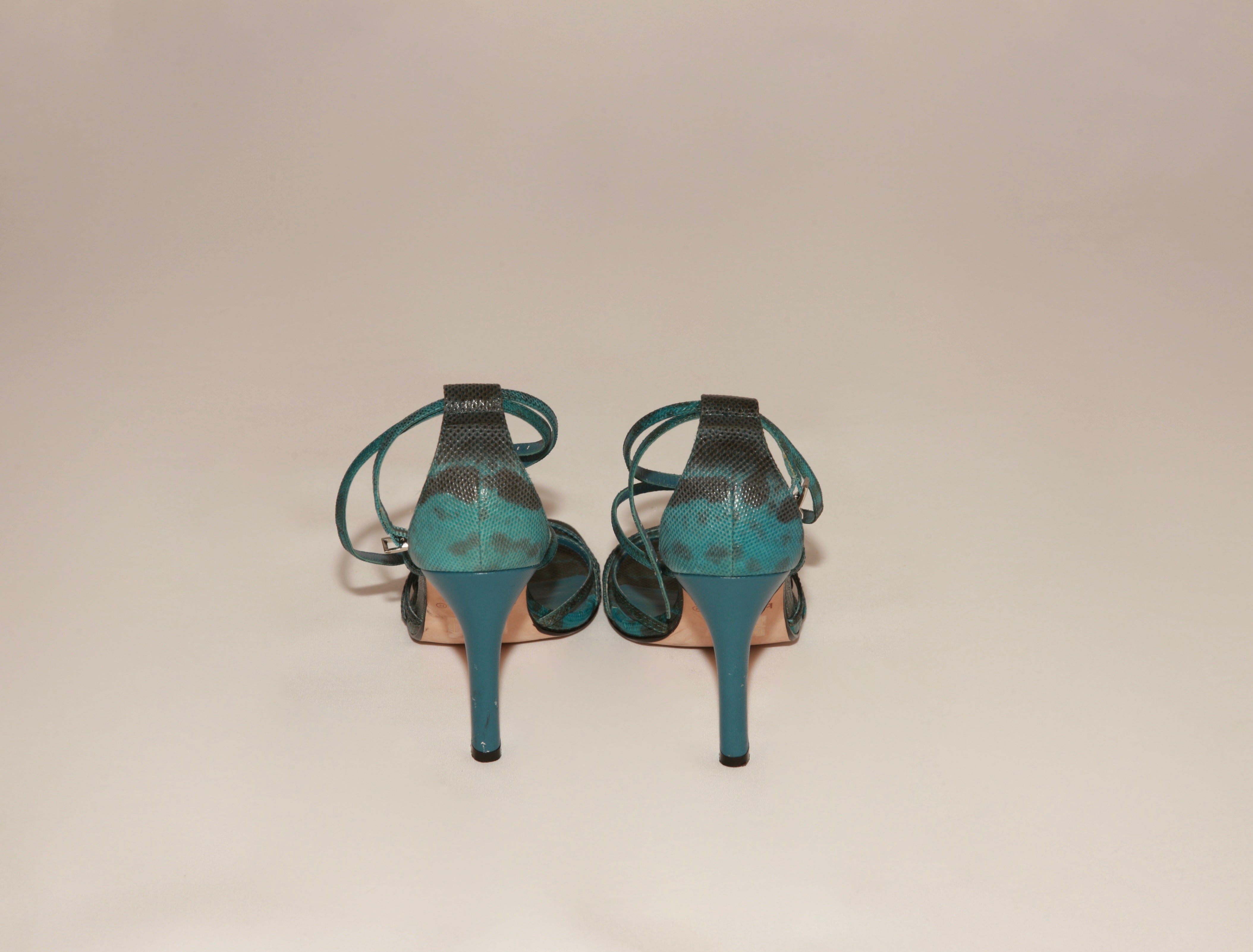 VNTG Teal Snake Bebe Heels - Size 6M