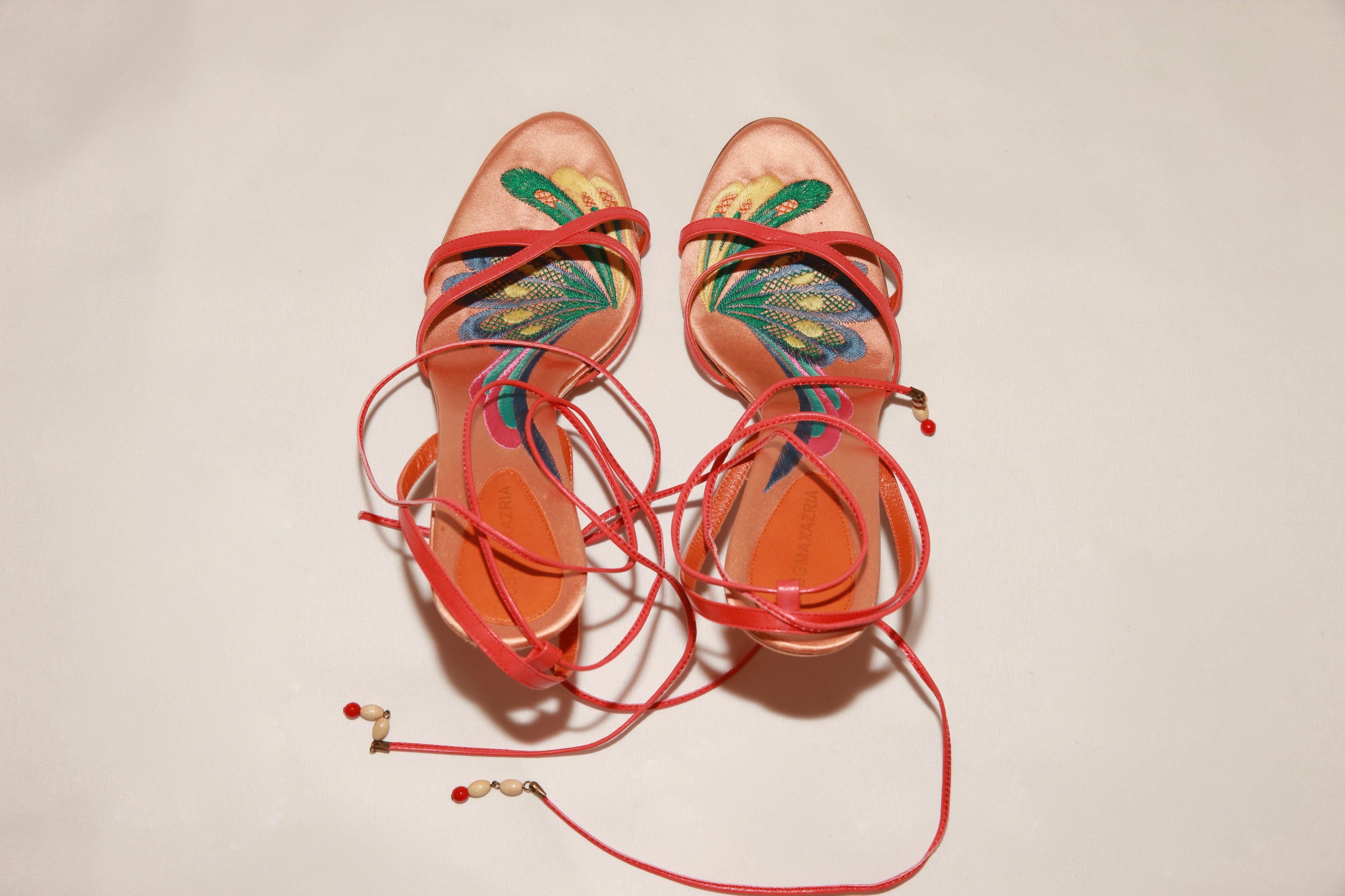 VNTG BCBG Max Azria Embroidered Lace-Up Heels - Size 37