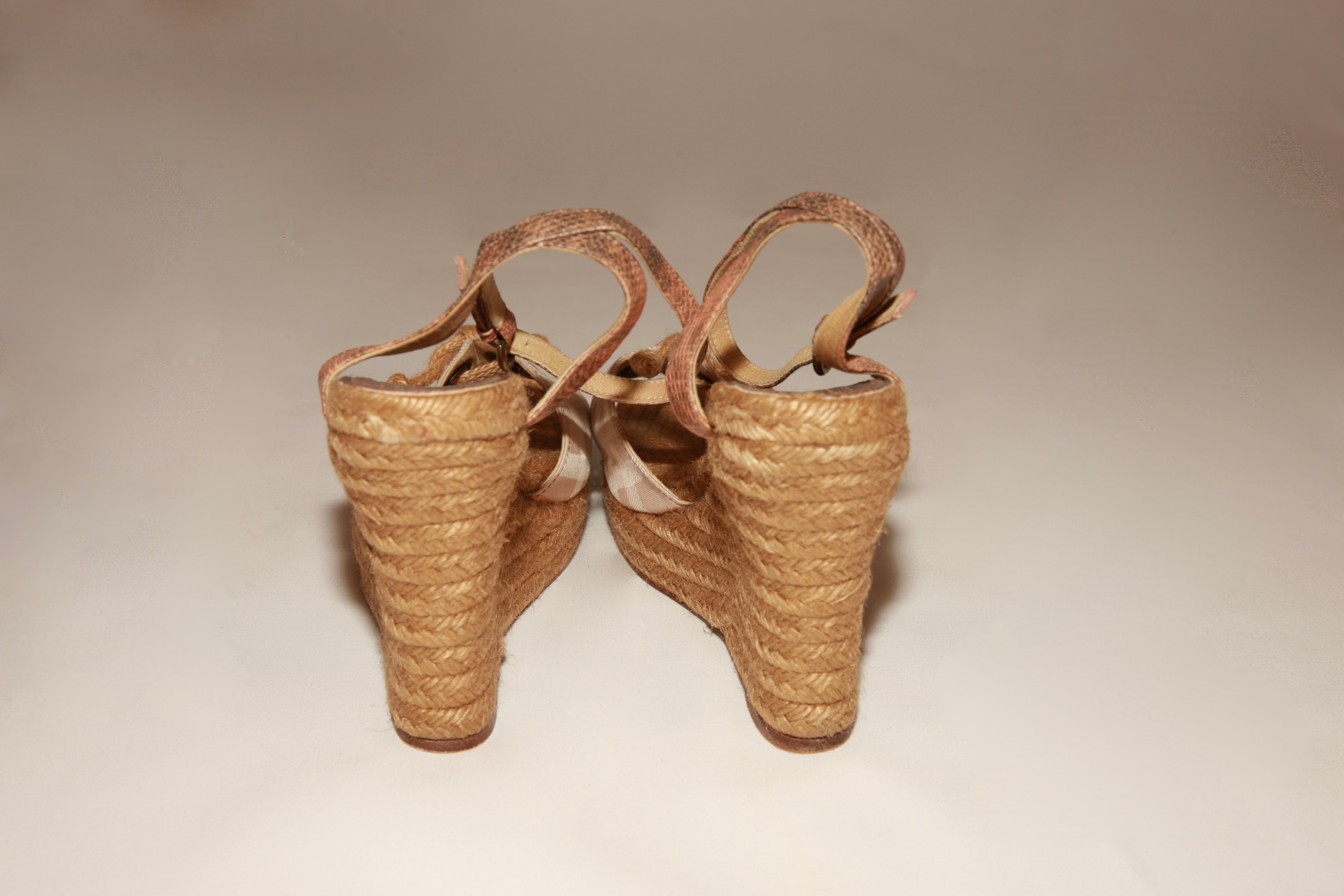 VNTG Burberry Nova Check Espadrille Wedge Sandals - Size 38