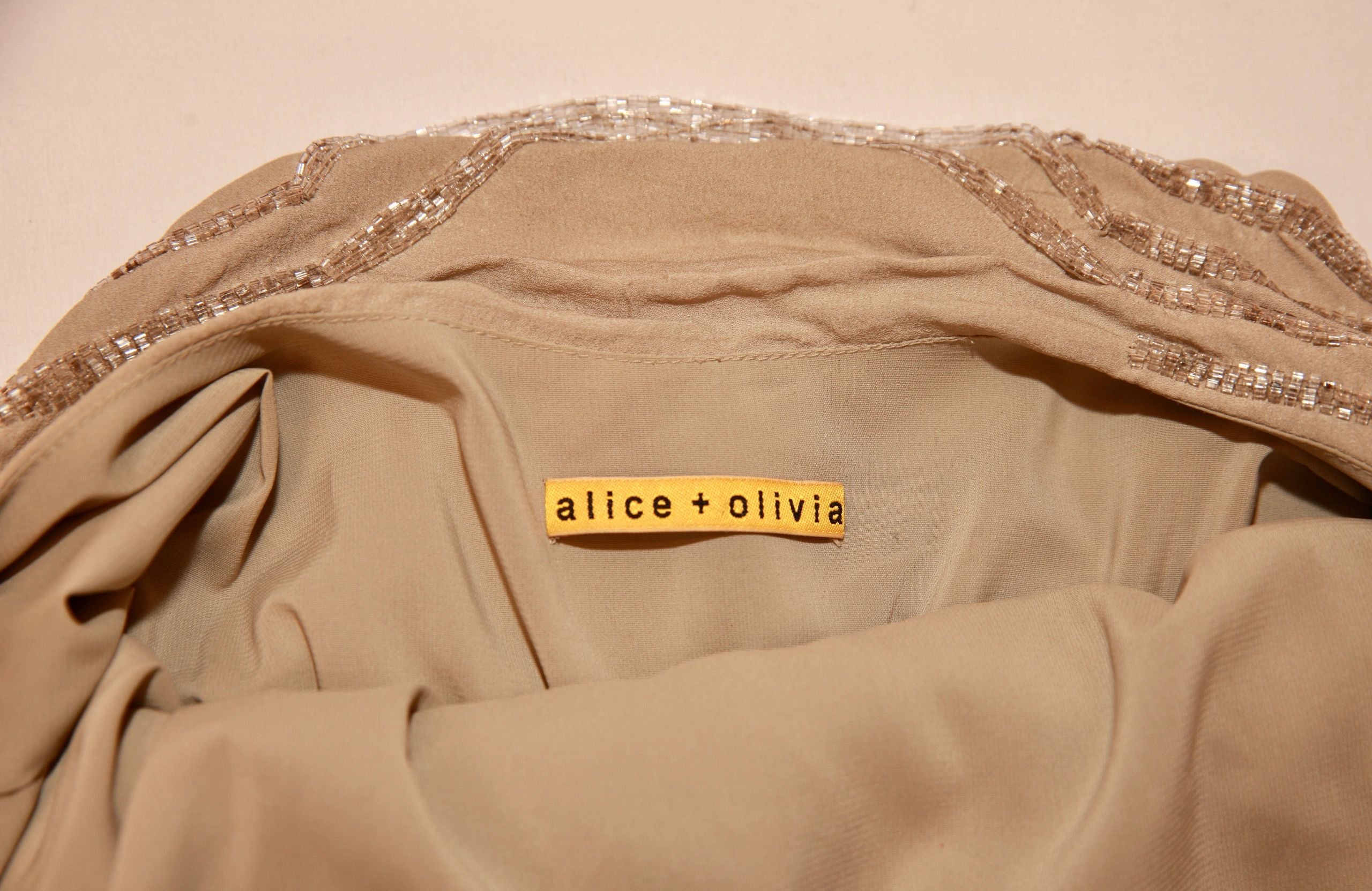 VNTG Alice + Olivia Beaded Draped Cocktail Dress- Size Small
