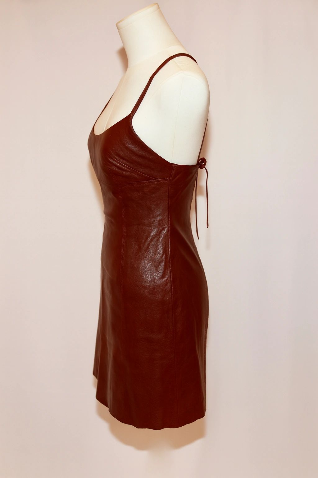 VNTG Burgundy Genuine Leather Alexander Wang dress - Size Extra Small