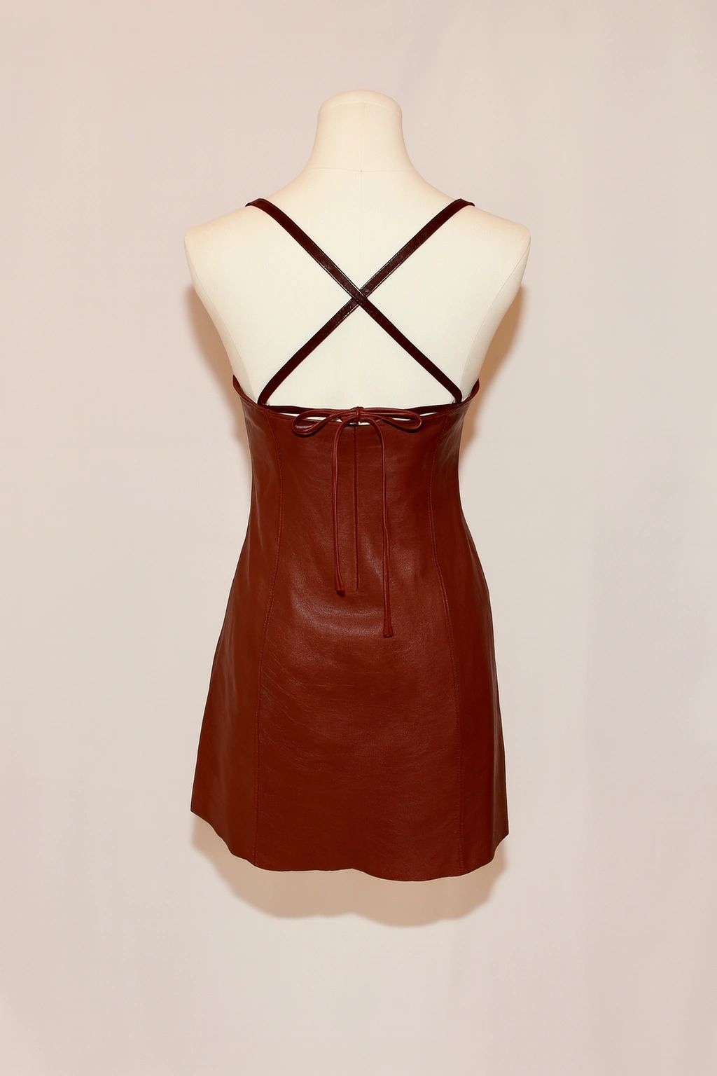 VNTG Burgundy Genuine Leather Alexander Wang dress - Size Extra Small