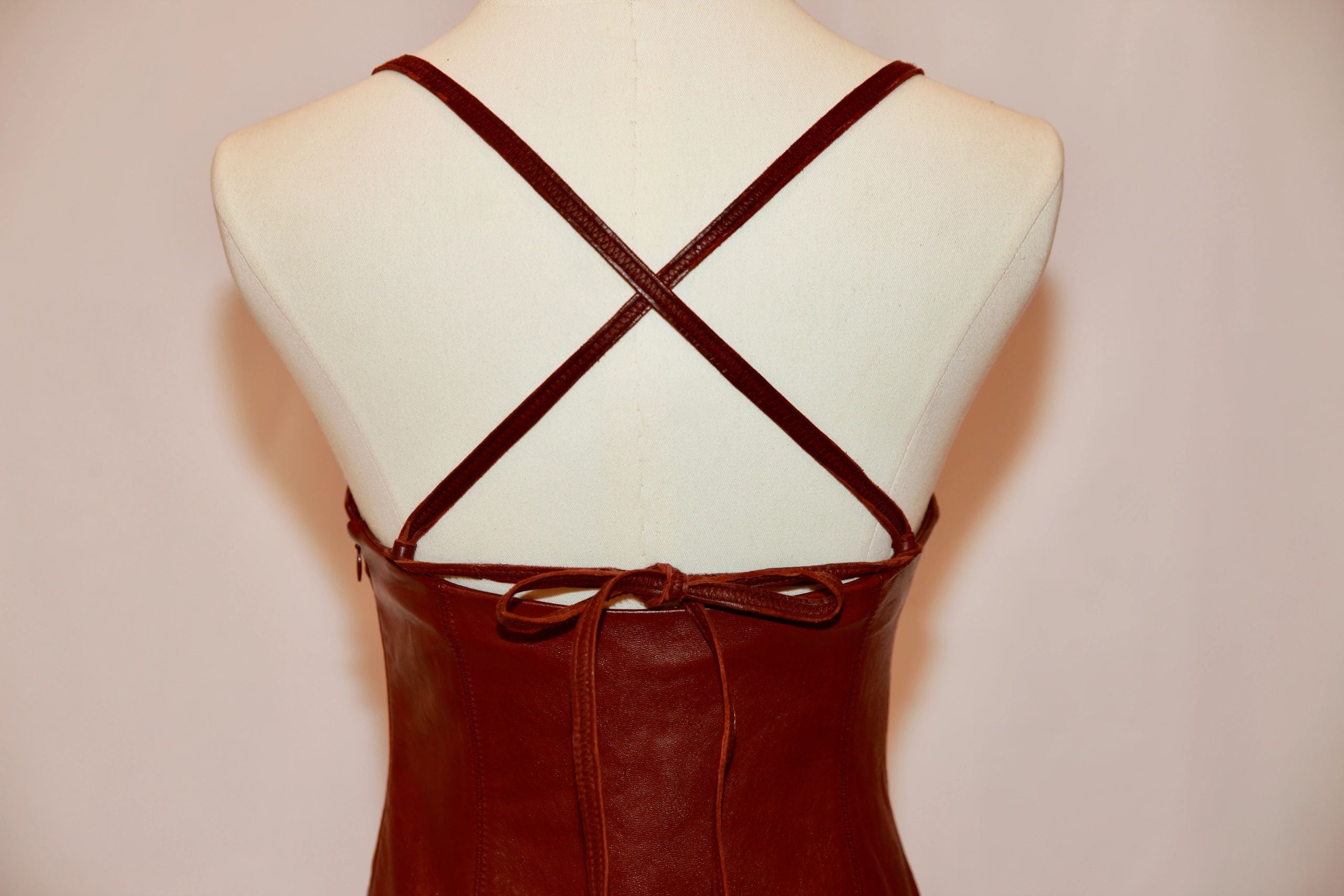 VNTG Burgundy Genuine Leather Alexander Wang dress - Size Extra Small