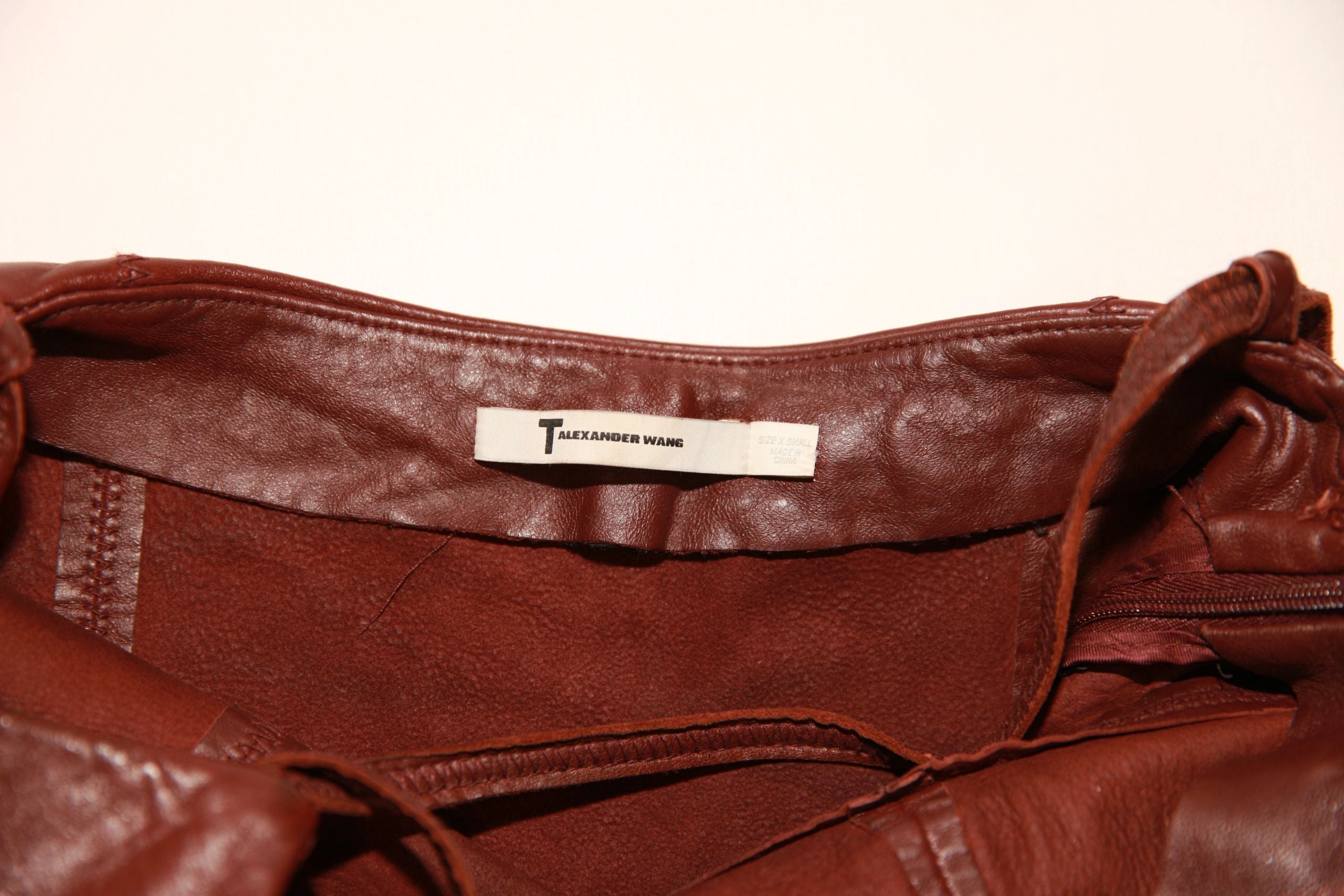 VNTG Burgundy Genuine Leather Alexander Wang dress - Size Extra Small