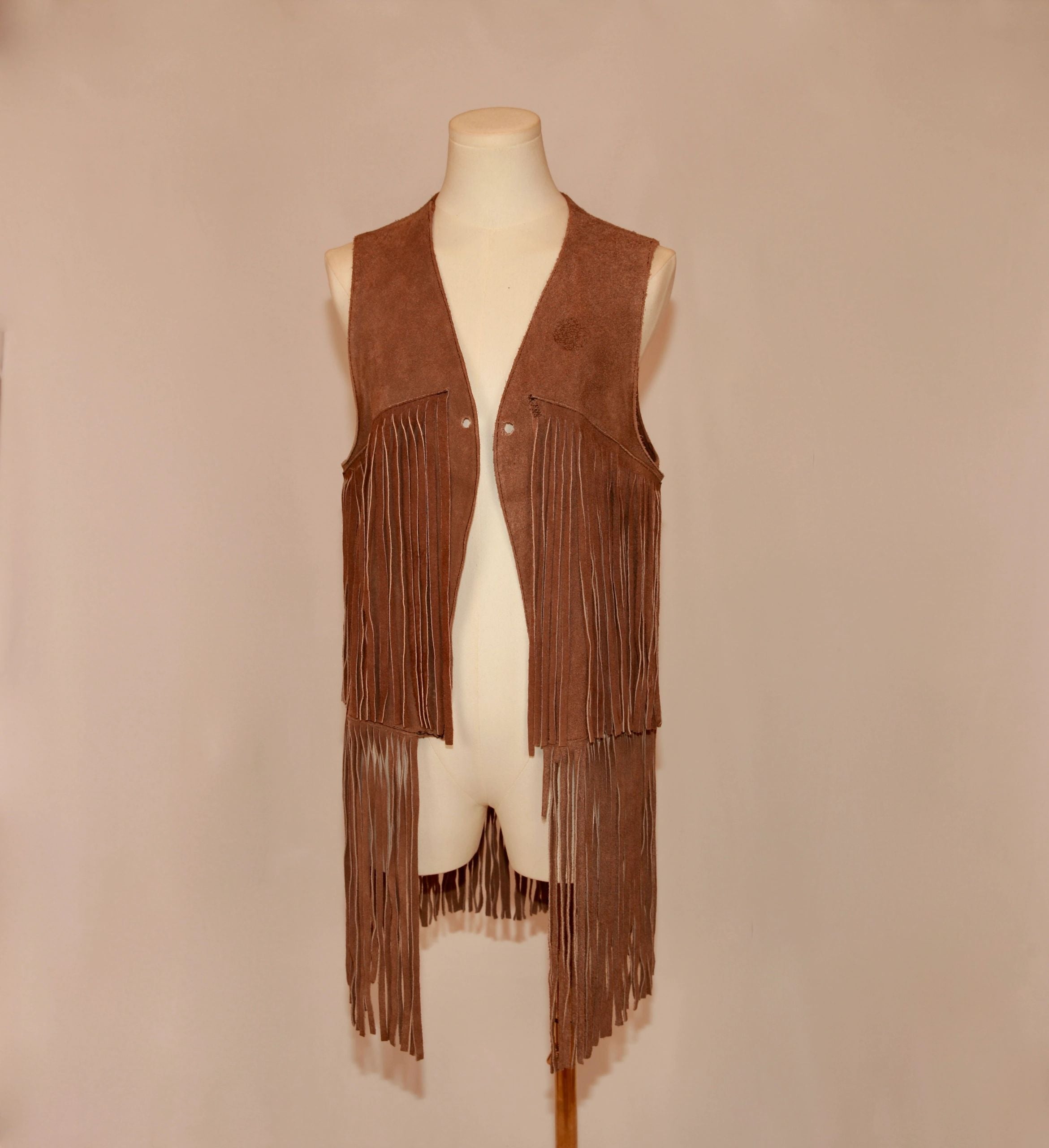 VNTG Genuine Suede Leather Fringe Vest - Size M