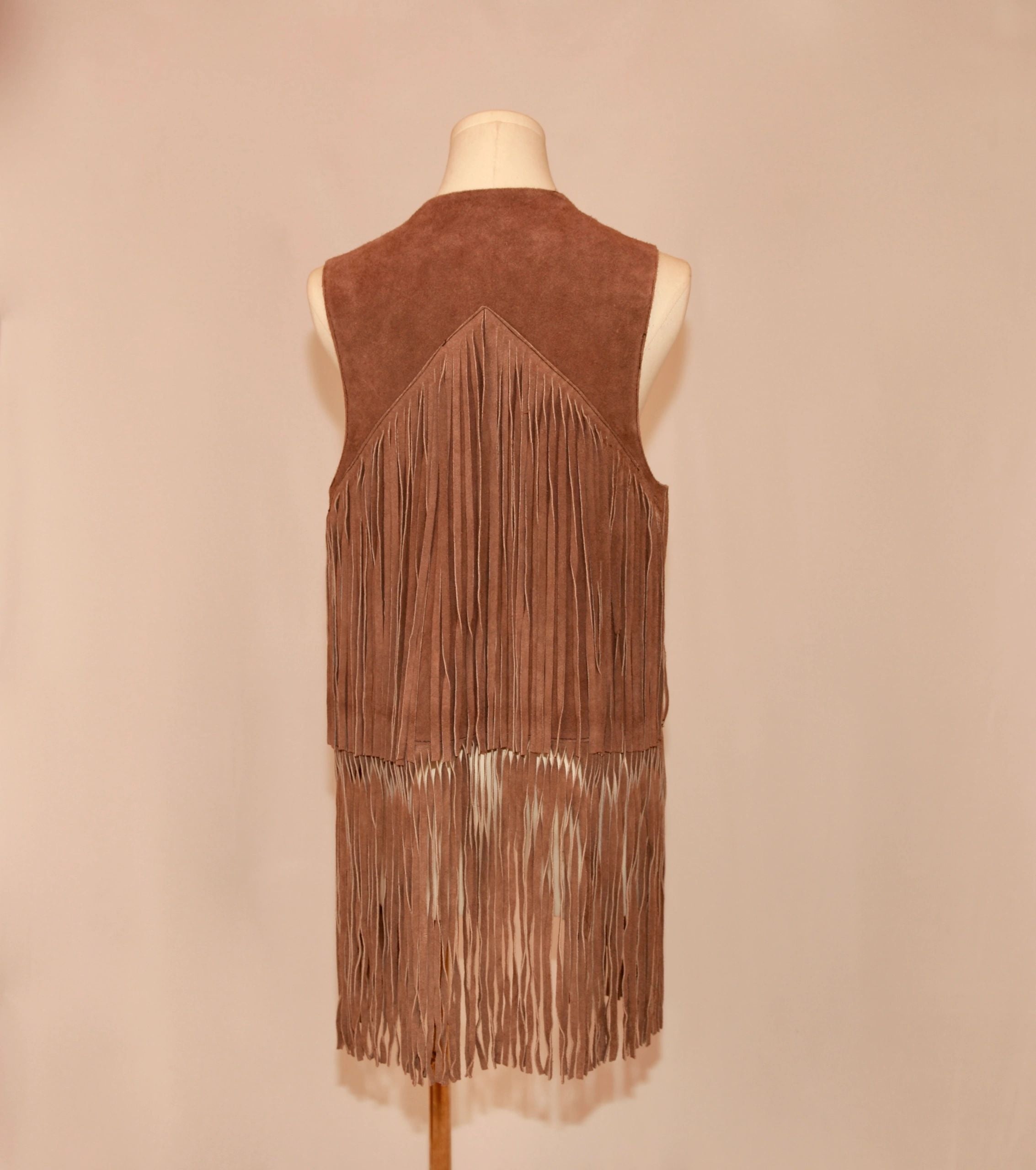 VNTG Genuine Suede Leather Fringe Vest - Size M