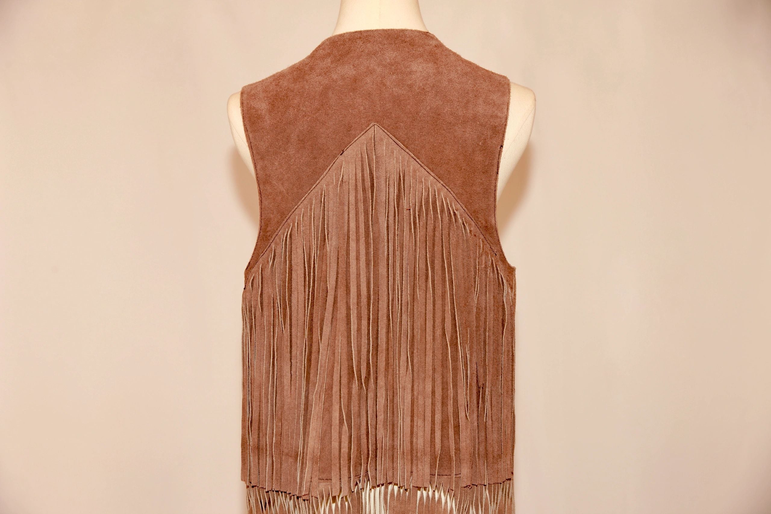 VNTG Genuine Suede Leather Fringe Vest - Size M