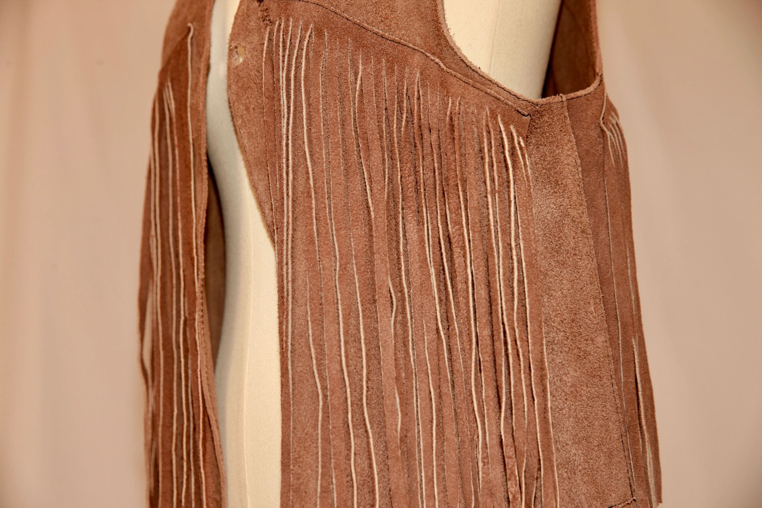 VNTG Genuine Suede Leather Fringe Vest - Size M