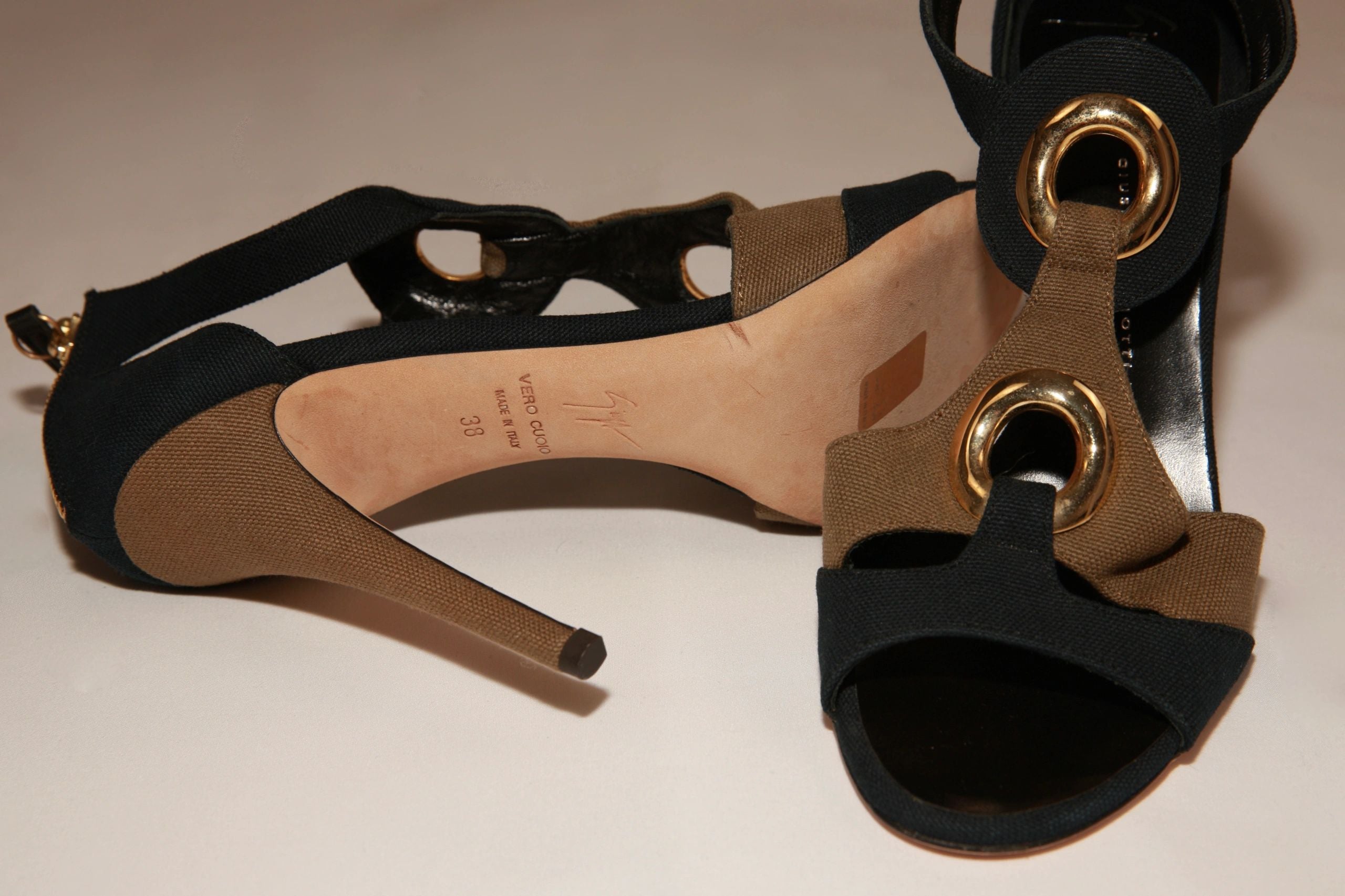 VNTG Giuseppe Zanotti Gold Grommet Heels - Size 38