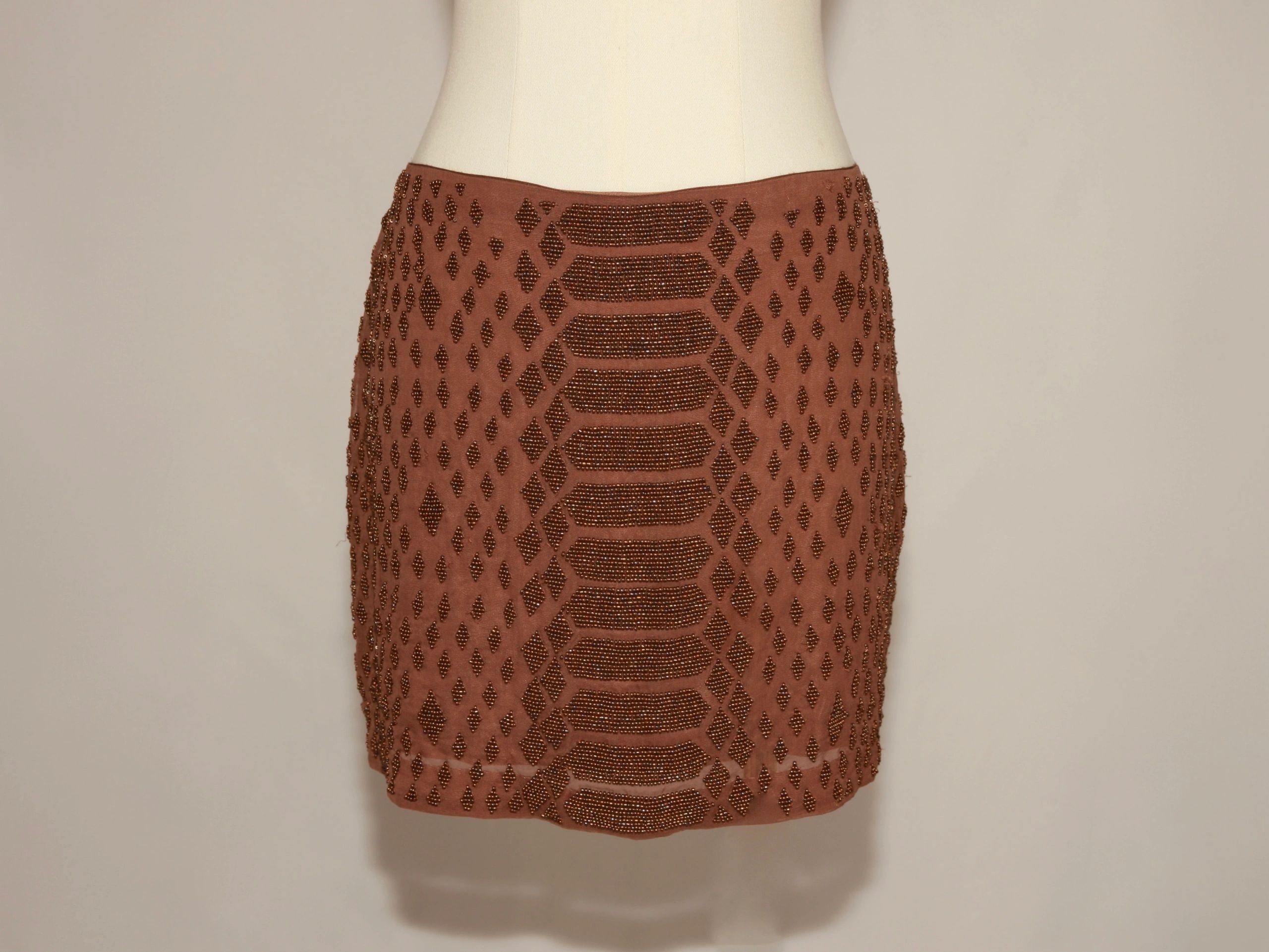 VNTG Haute Hippie Beaded Silk Mini Skirt – Size Medium