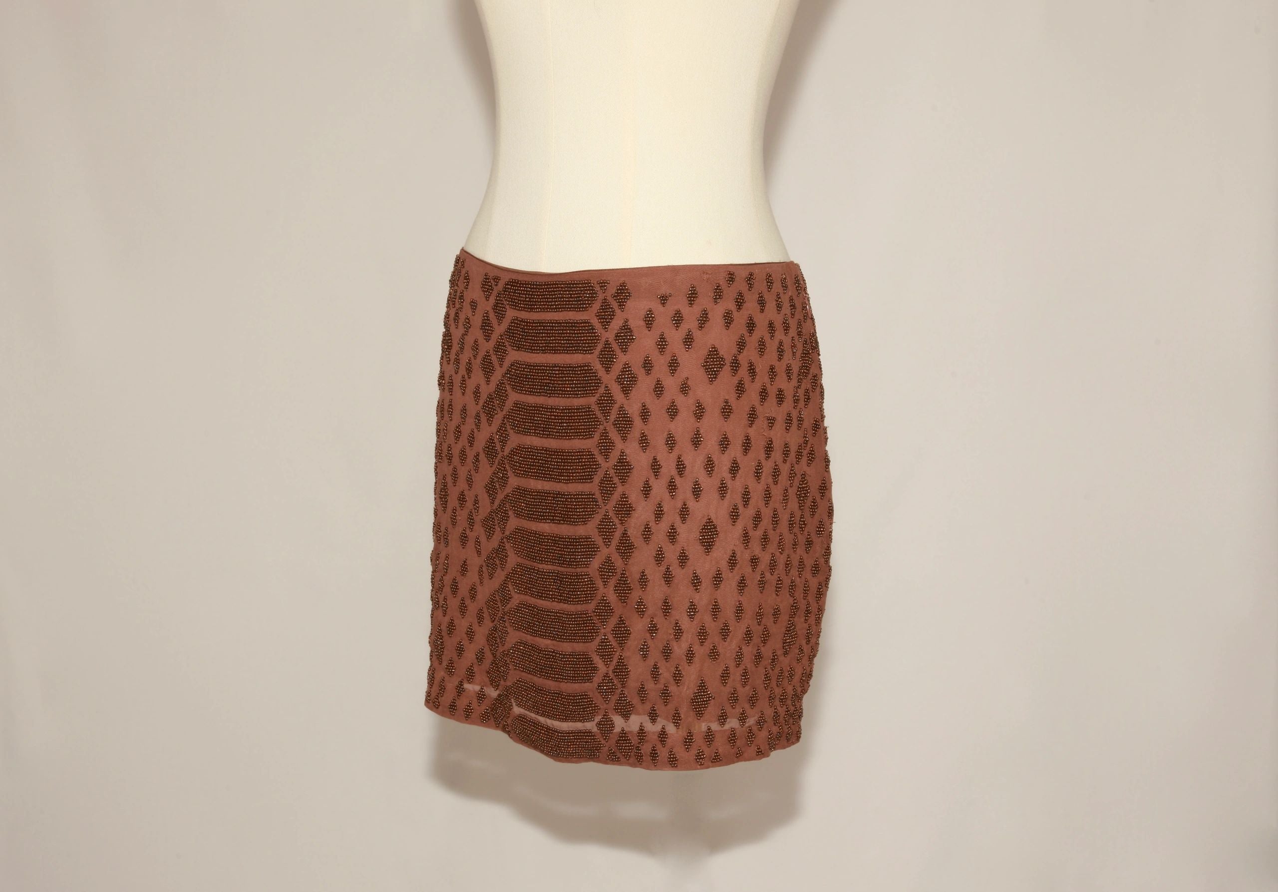 VNTG Haute Hippie Beaded Silk Mini Skirt – Size Medium