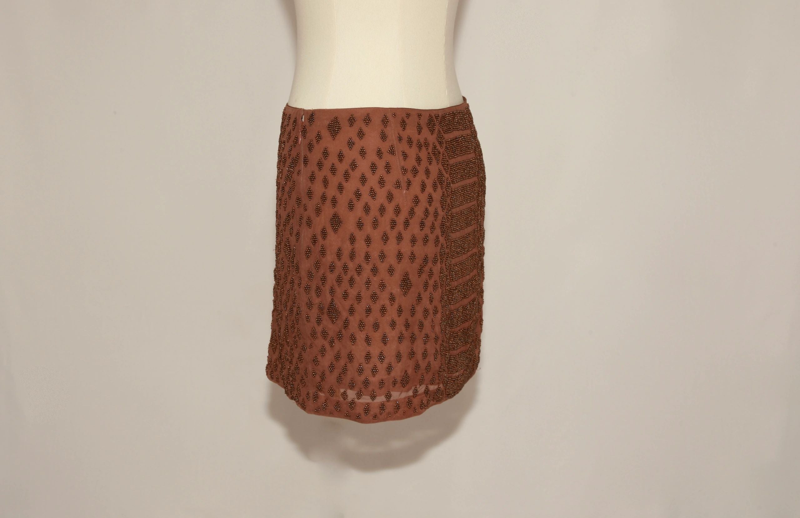 VNTG Haute Hippie Beaded Silk Mini Skirt – Size Medium