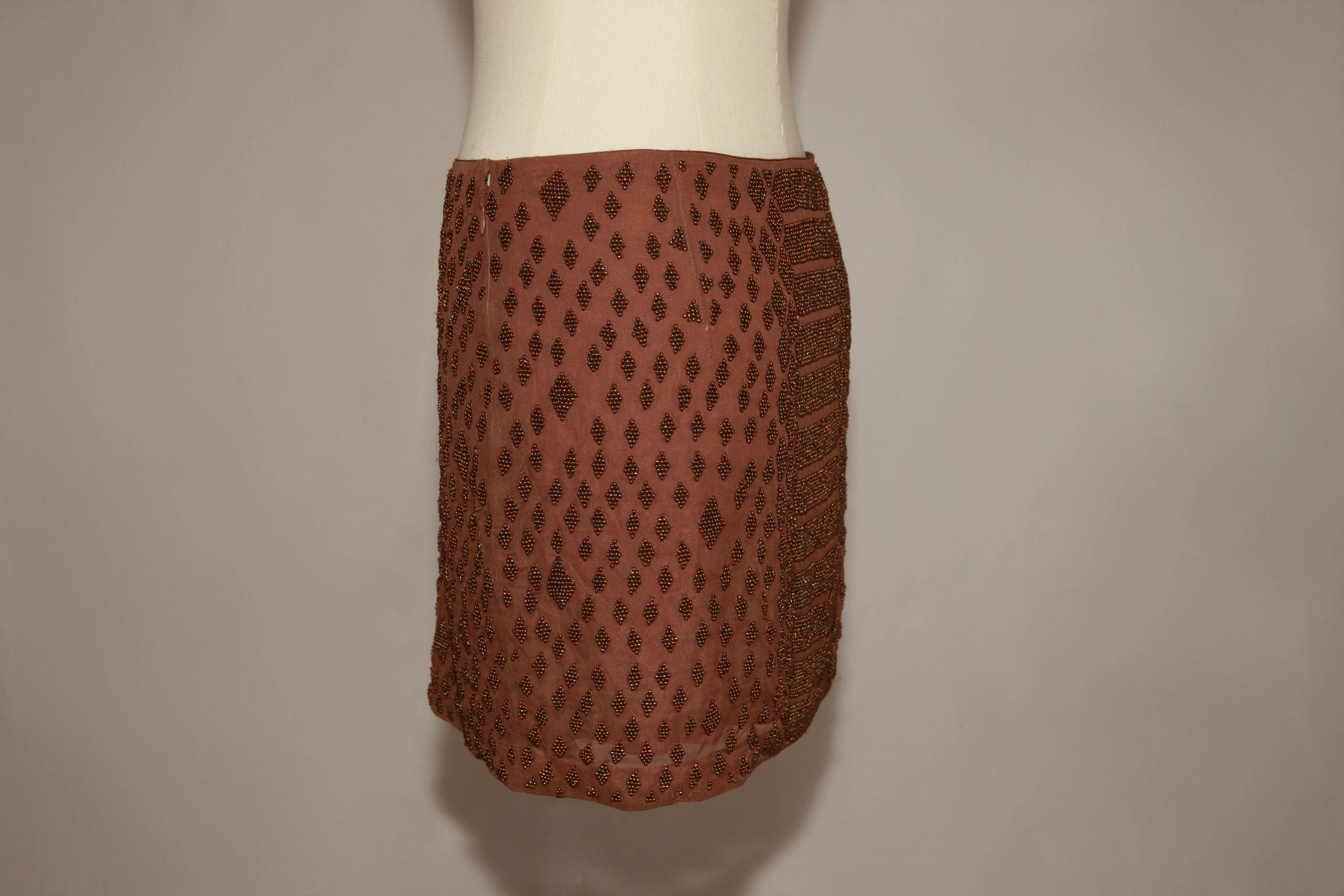 VNTG Haute Hippie Beaded Silk Mini Skirt – Size Medium