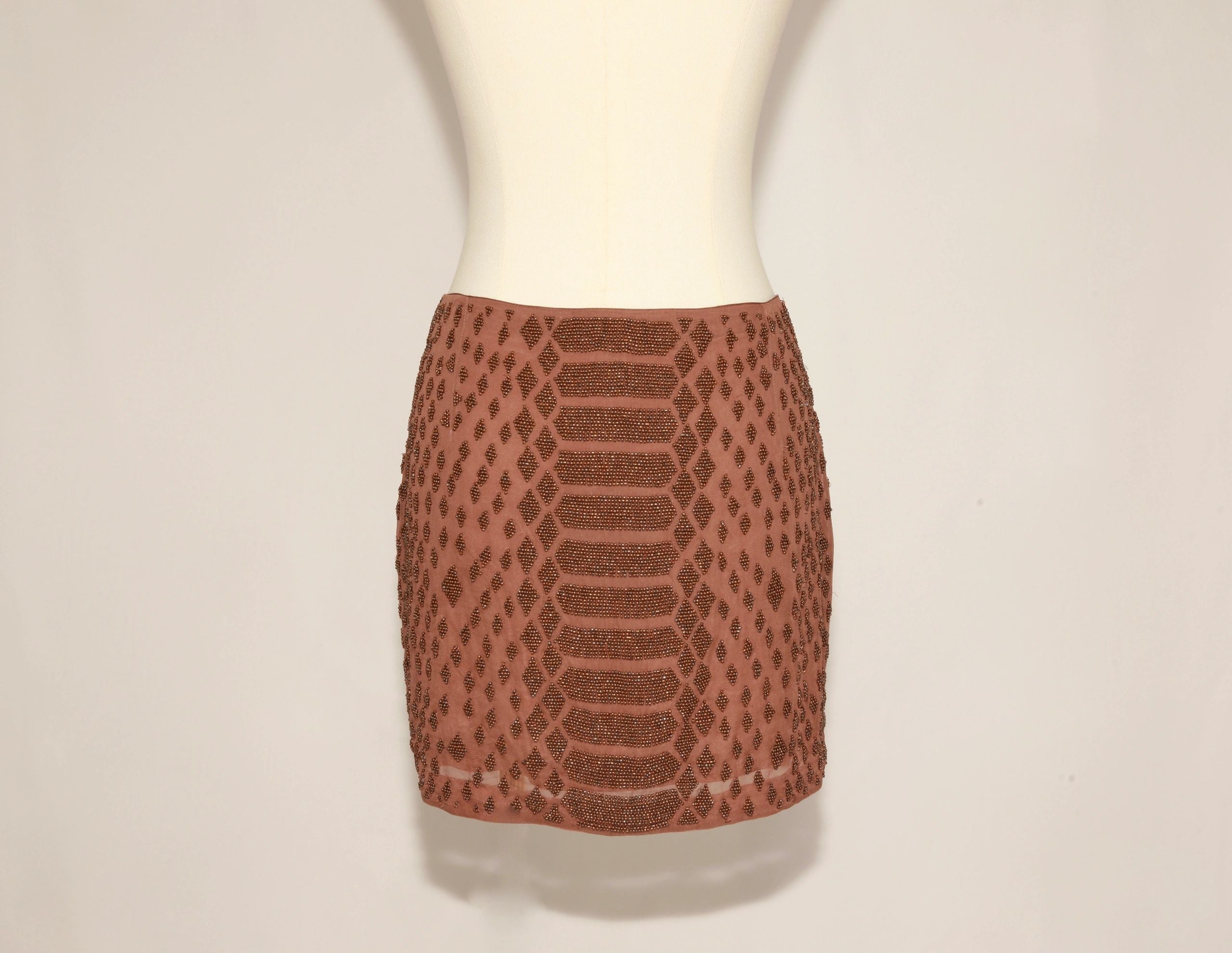 VNTG Haute Hippie Beaded Silk Mini Skirt – Size Medium