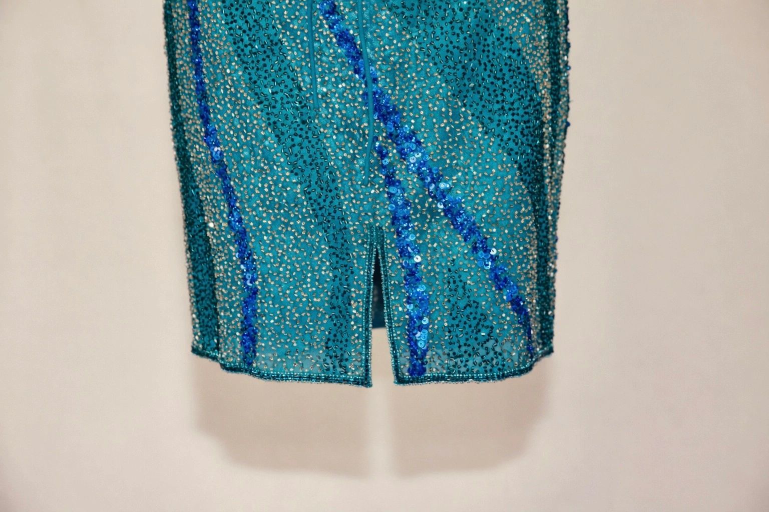 VNTG Vintage Scala Silk Beaded Open-Back Dress - Size Small