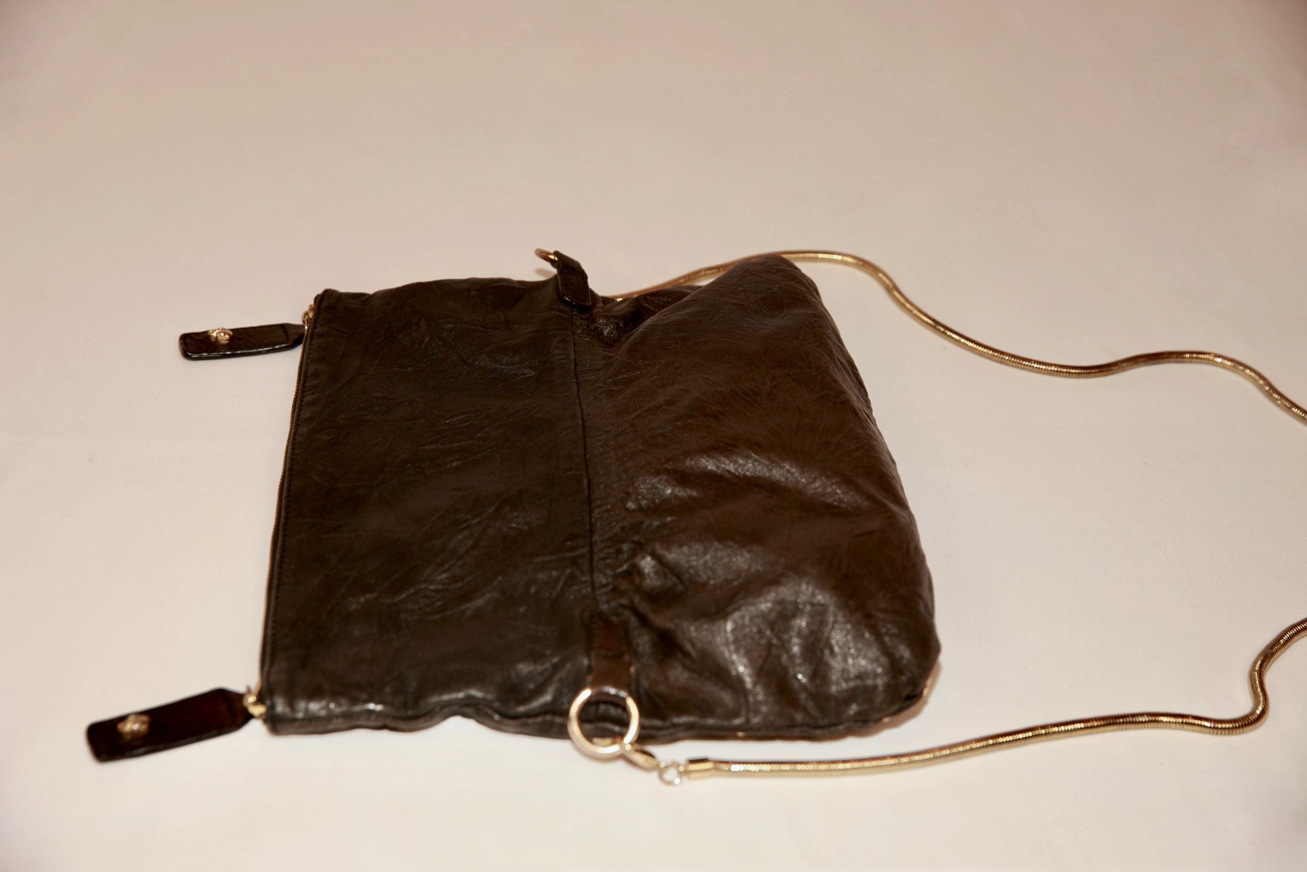 VNTG Thomas Wylde Black Leather Gold Skull Stud Crossbody